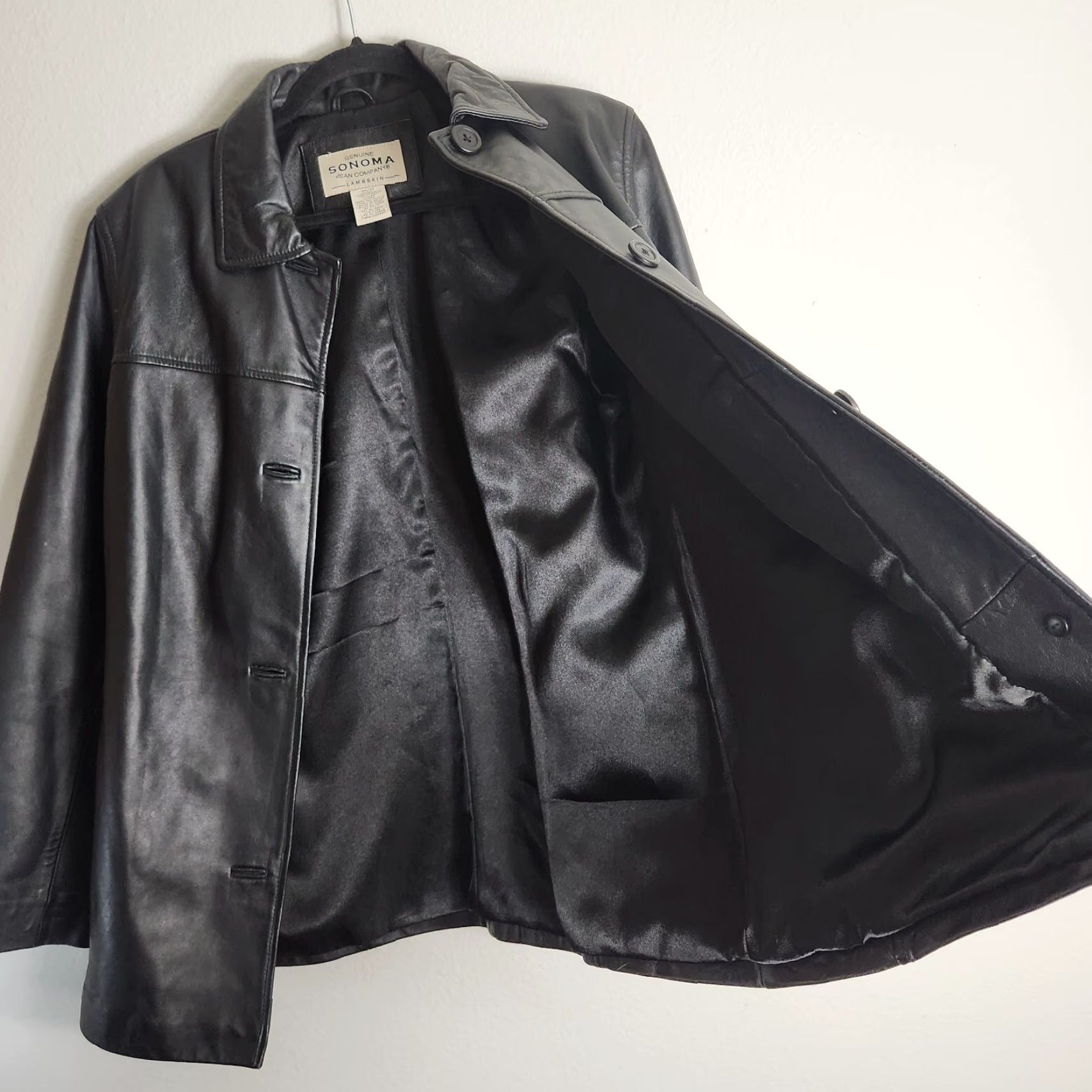 Vintage VINTAGE Sonoma Women's Coat Leather Buttonfront Black M Size M / US 6-8 / IT 42-44 - 4 Thumbnail