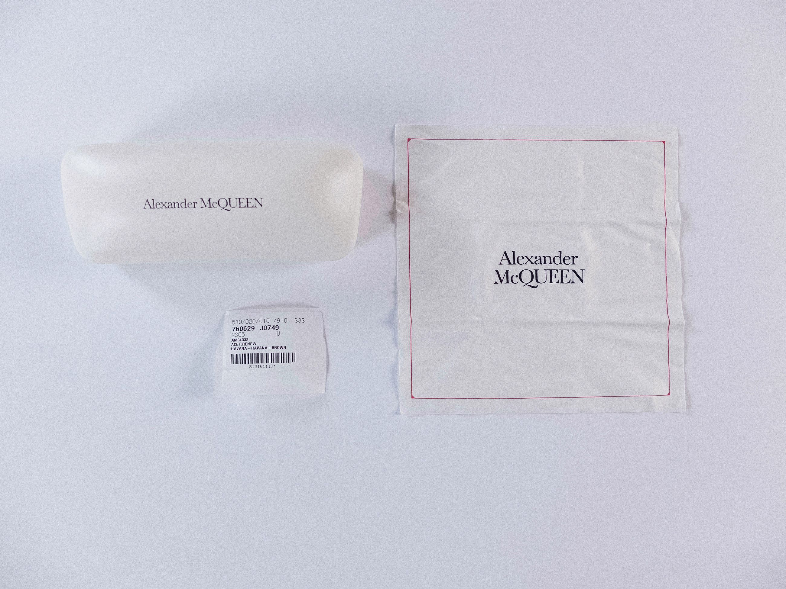 Alexander McQueen ALEXANDER MCQUEEN tortoise shell rectangle frame sunglasses Size ONE SIZE - 9 Thumbnail
