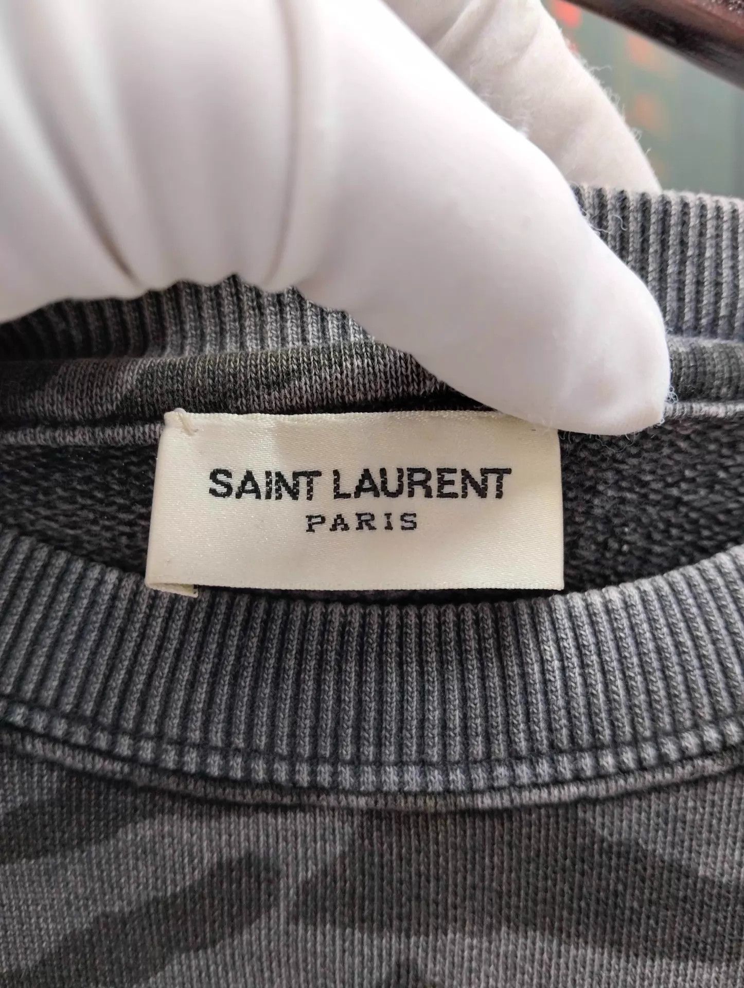 Saint Laurent Paris Saint Laurent gray tiger stripe distress crewneck M Size US M / EU 48-50 / 2 - 3 Thumbnail