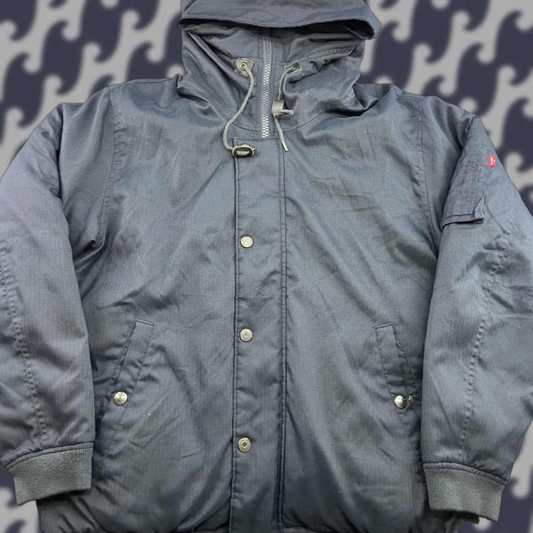 Levi's Levis Jacket Mens XL Black Goose Hooded Down Duck Puffer Full Zip Size US XL / EU 56 / 4 - 1 Thumbnail
