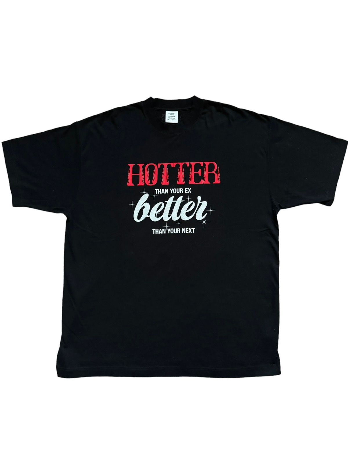 Pre-owned Vetements Ss22 ‘hotter Than Your Ex' Oversized T Shirt In Black