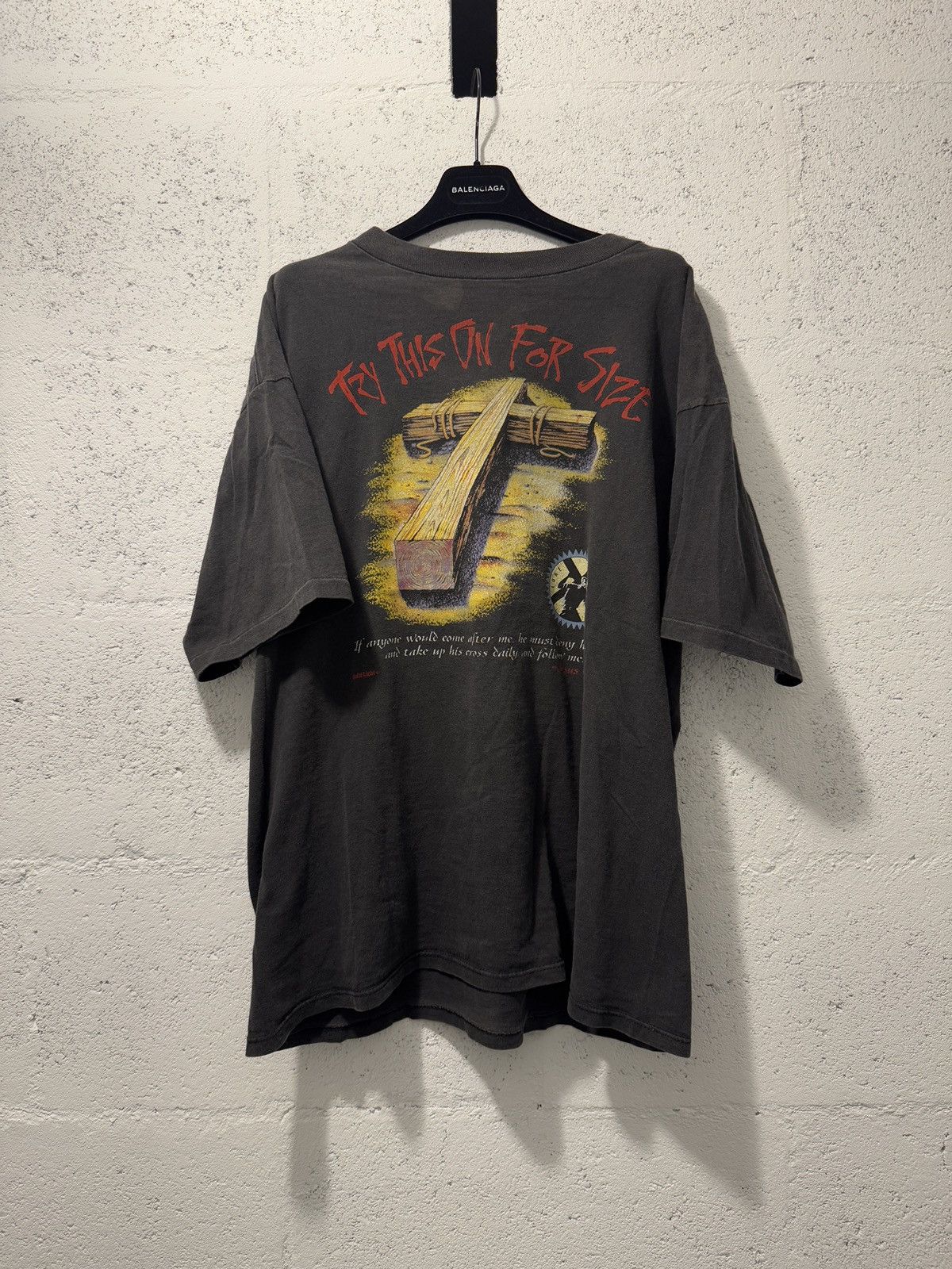 Vintage *RARE* 1990s FADED JESUS GOD RELIGION TEE SINGLE STITCH Size US XL / EU 56 / 4 - 1 Thumbnail