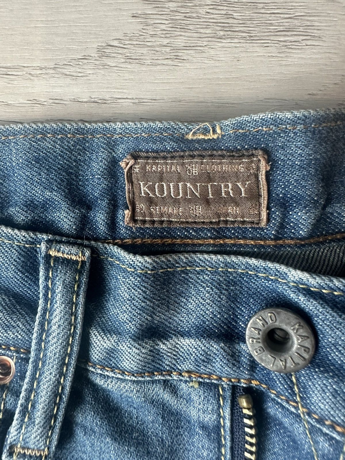 Japanese Brand × Kapital × Kapital Kountry Kapital 14oz Denim 5P Short Pants (Bone Embroidery) Size US 32 / EU 48 - 3 Thumbnail