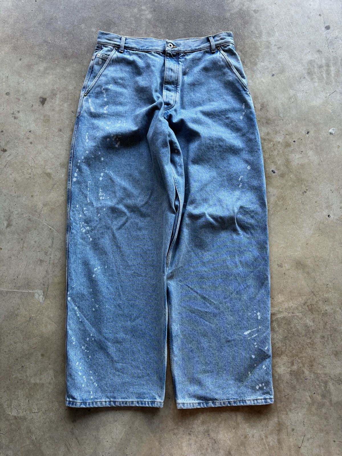 Off-White BNWT Off White Paint Splattered Baggy Denim Jeans | Grailed