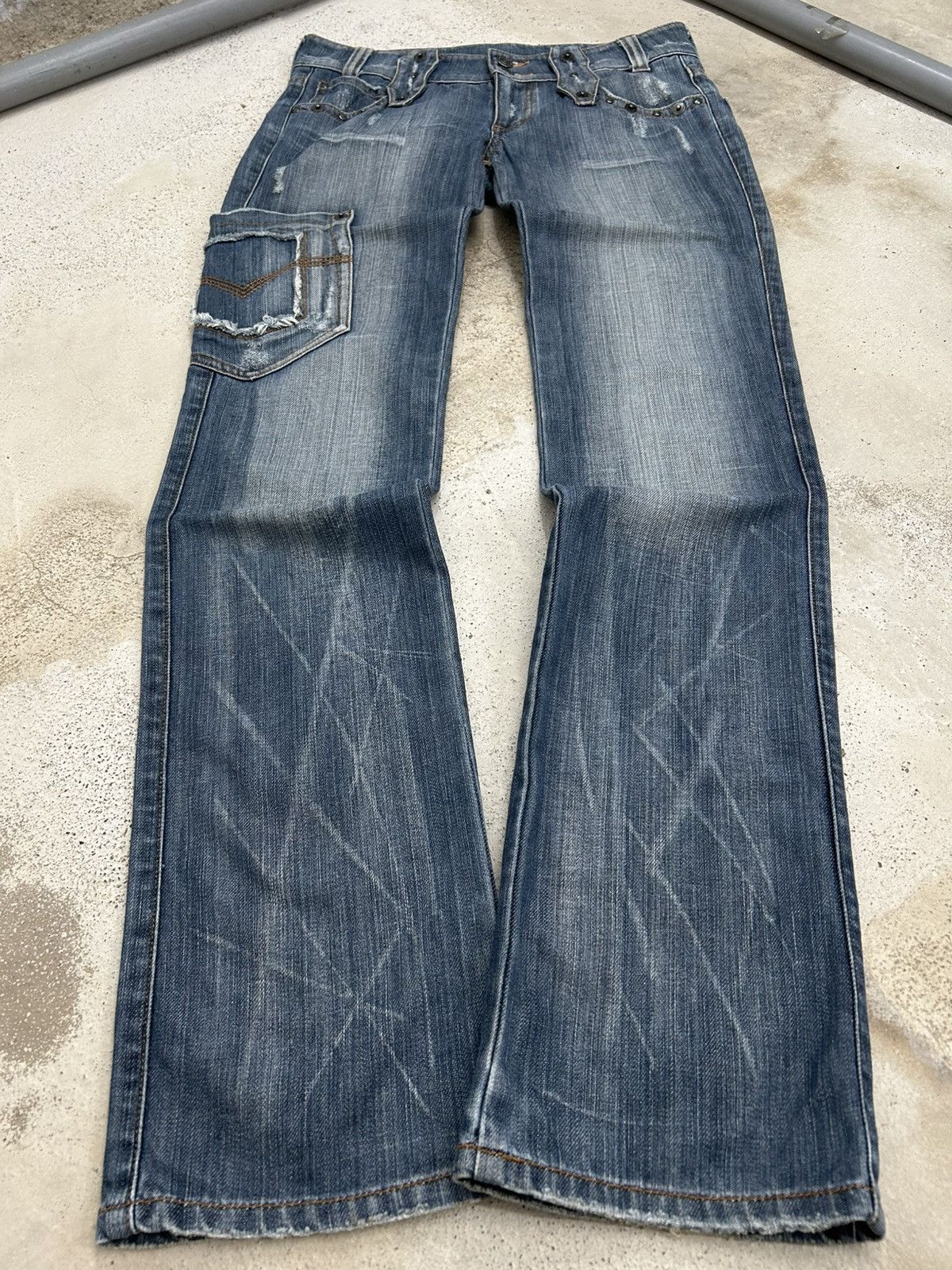 Le Grande Bleu (L.G.B.) Camel Road Distressed Embellished Jeans Size US 29 - 1 Thumbnail