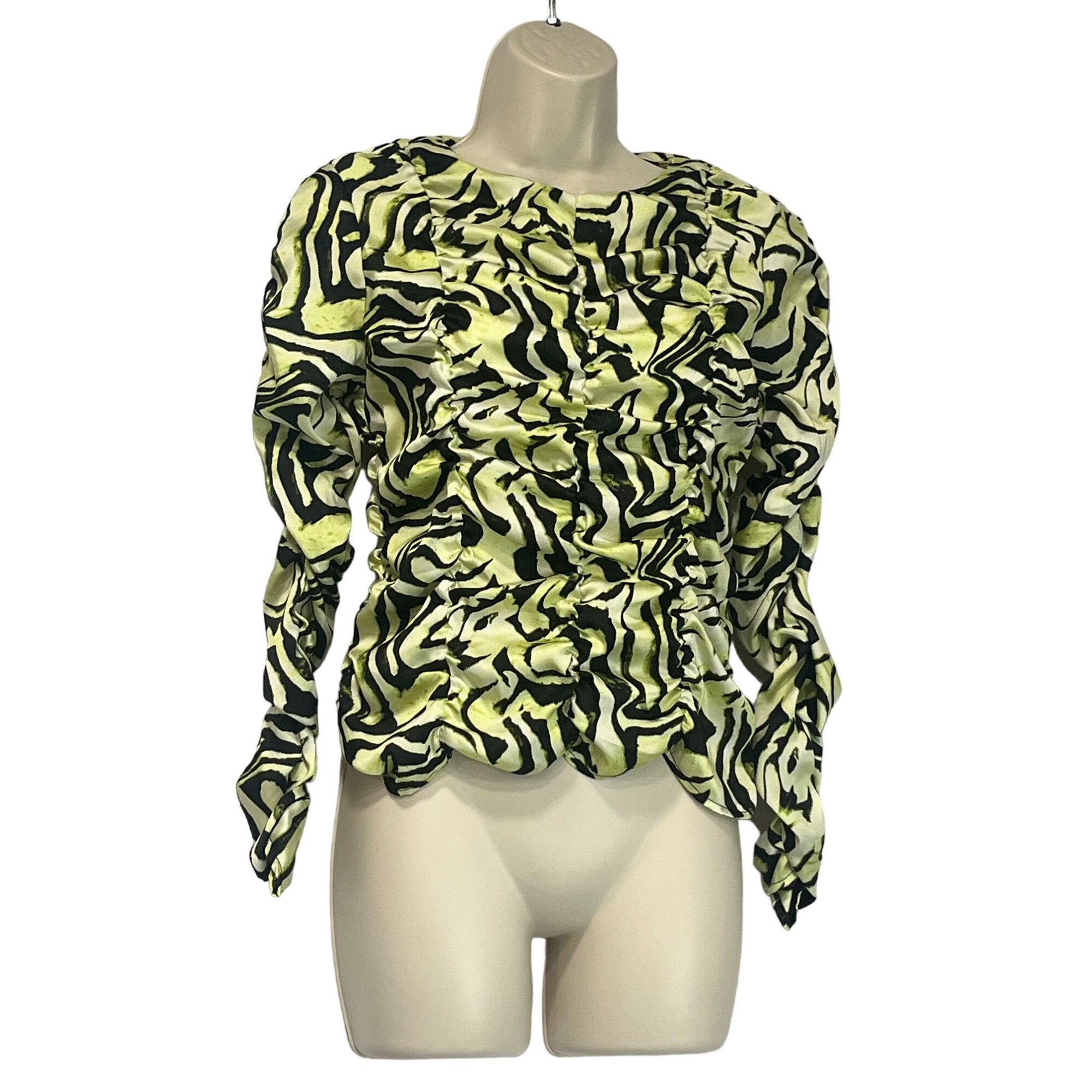 Topshop Topshop Ruched Long Sleeve Shirred Swirl Animal Print Top In Size S / US 4 / IT 40 - 4 Thumbnail