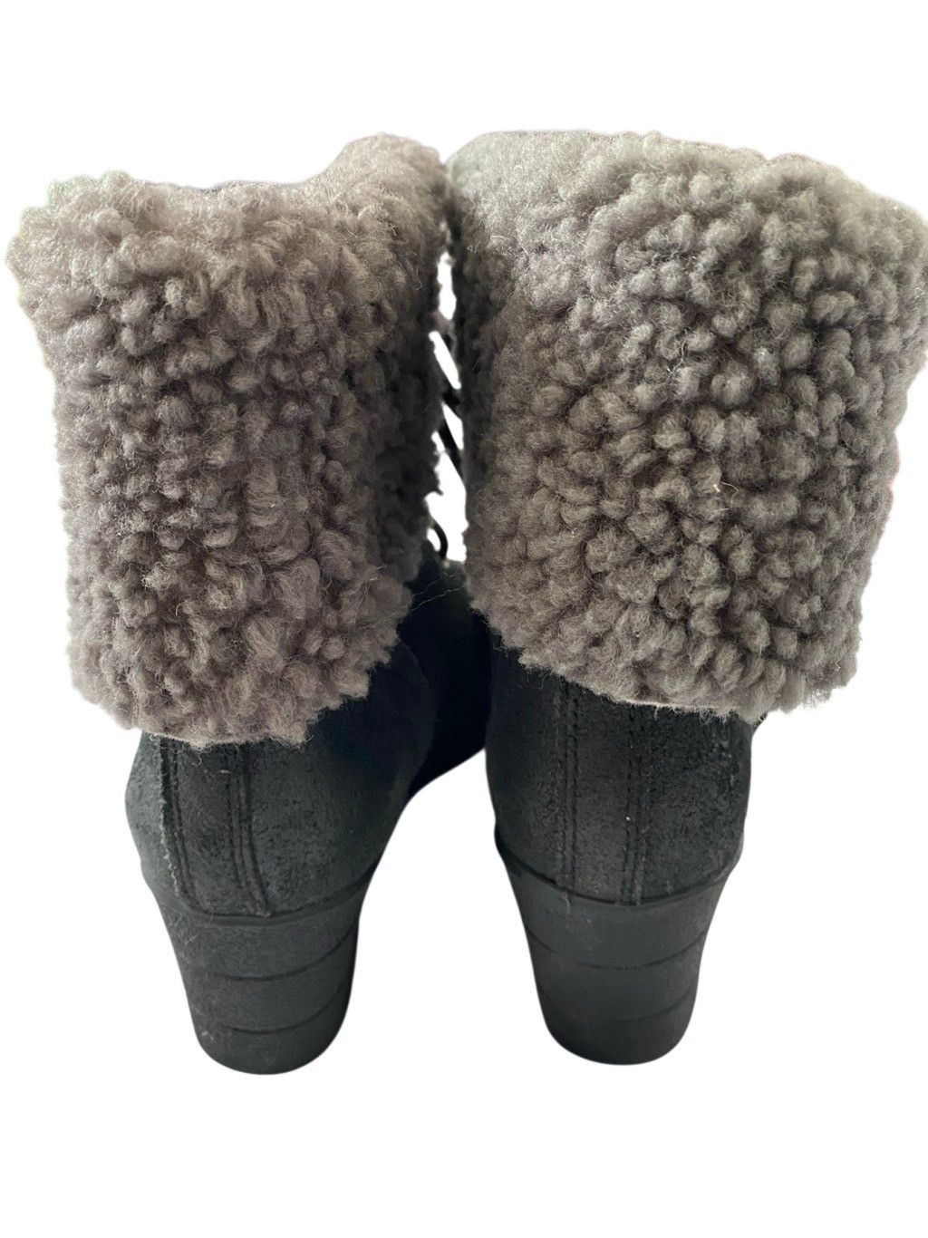Ugg UGG Black Waterproof Wedge Lace Up Shearling Winter Boots Size US 7 / IT 37 - 4 Thumbnail