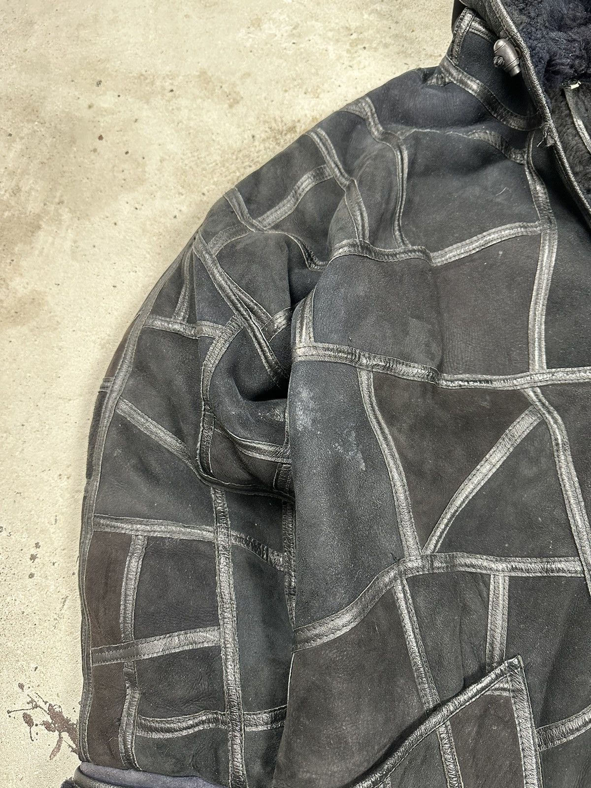 Leather × Vintage ‼️ Vintage 90s Black Leather Patchwork Coat Jacket Hooded Size US L / EU 52-54 / 3 - 6 Thumbnail