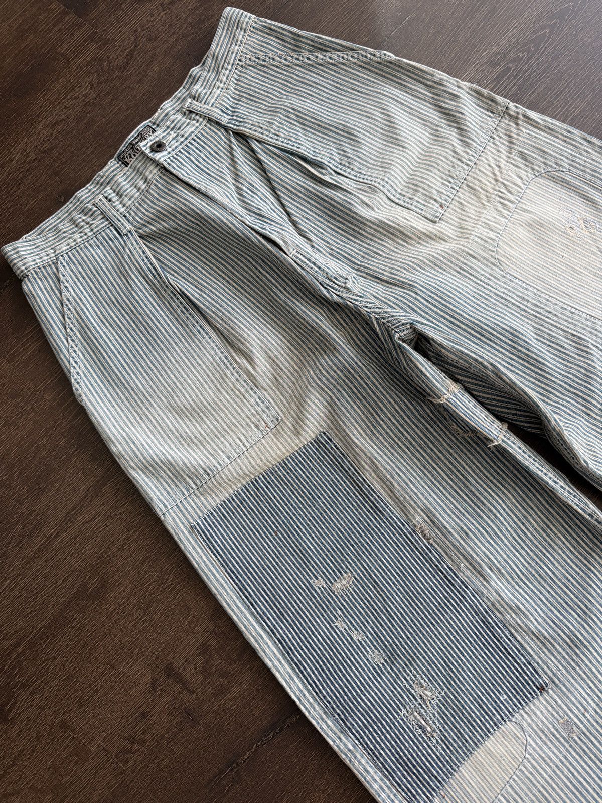 Kapital Kapital Herringbone Baggy Fatigue Pants Blue Striped Size 3 Size US 32 / EU 48 - 3 Thumbnail