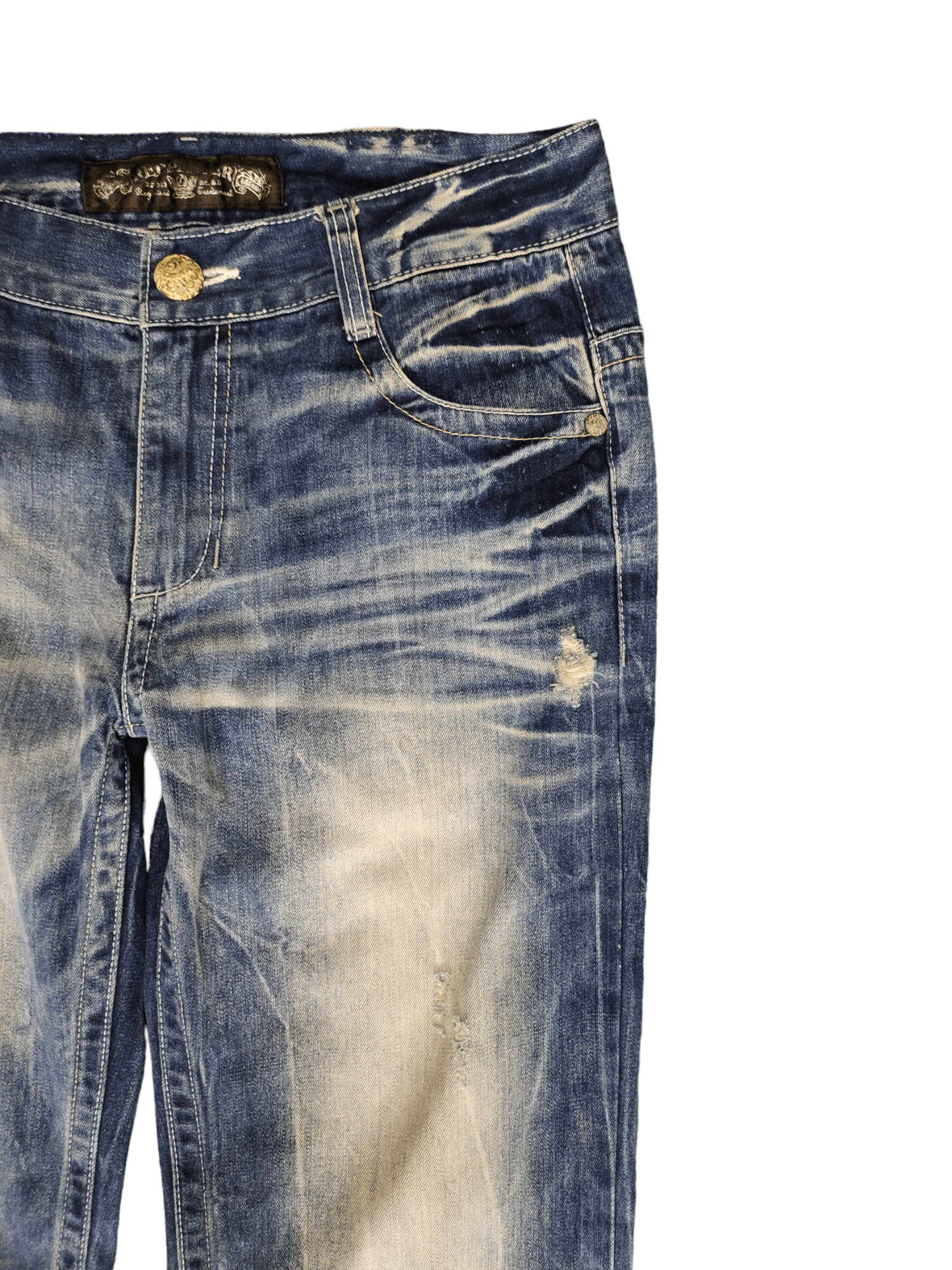 Vintage Red Pepper Wing & UK Flag Embroidered Denim Ed Hardy Y2k Size US 34 / EU 50 - 14 Thumbnail