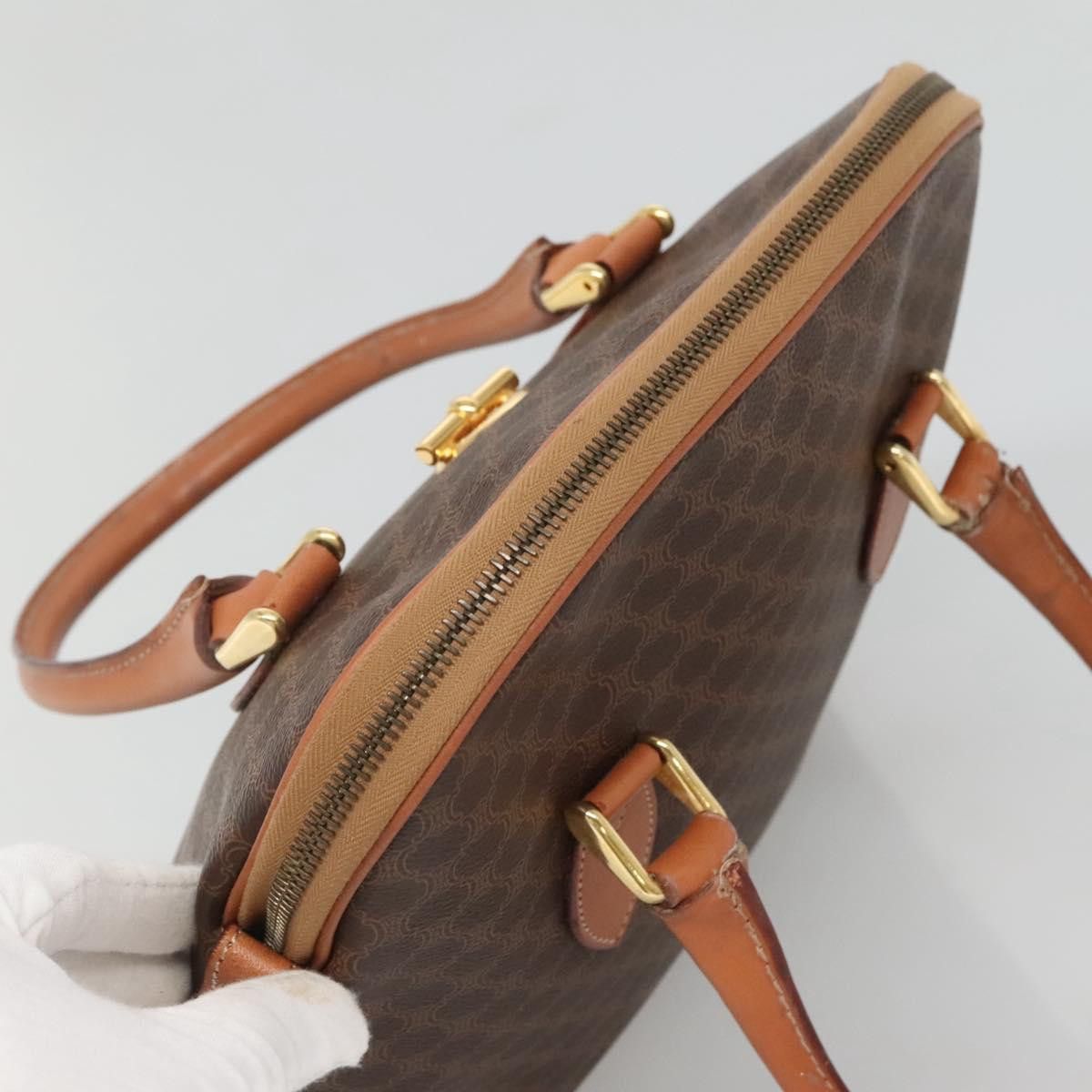 Celine CELINE Macadam Canvas Hand Bag Pvc Leather Brown Gold Size ONE SIZE - 6 Thumbnail