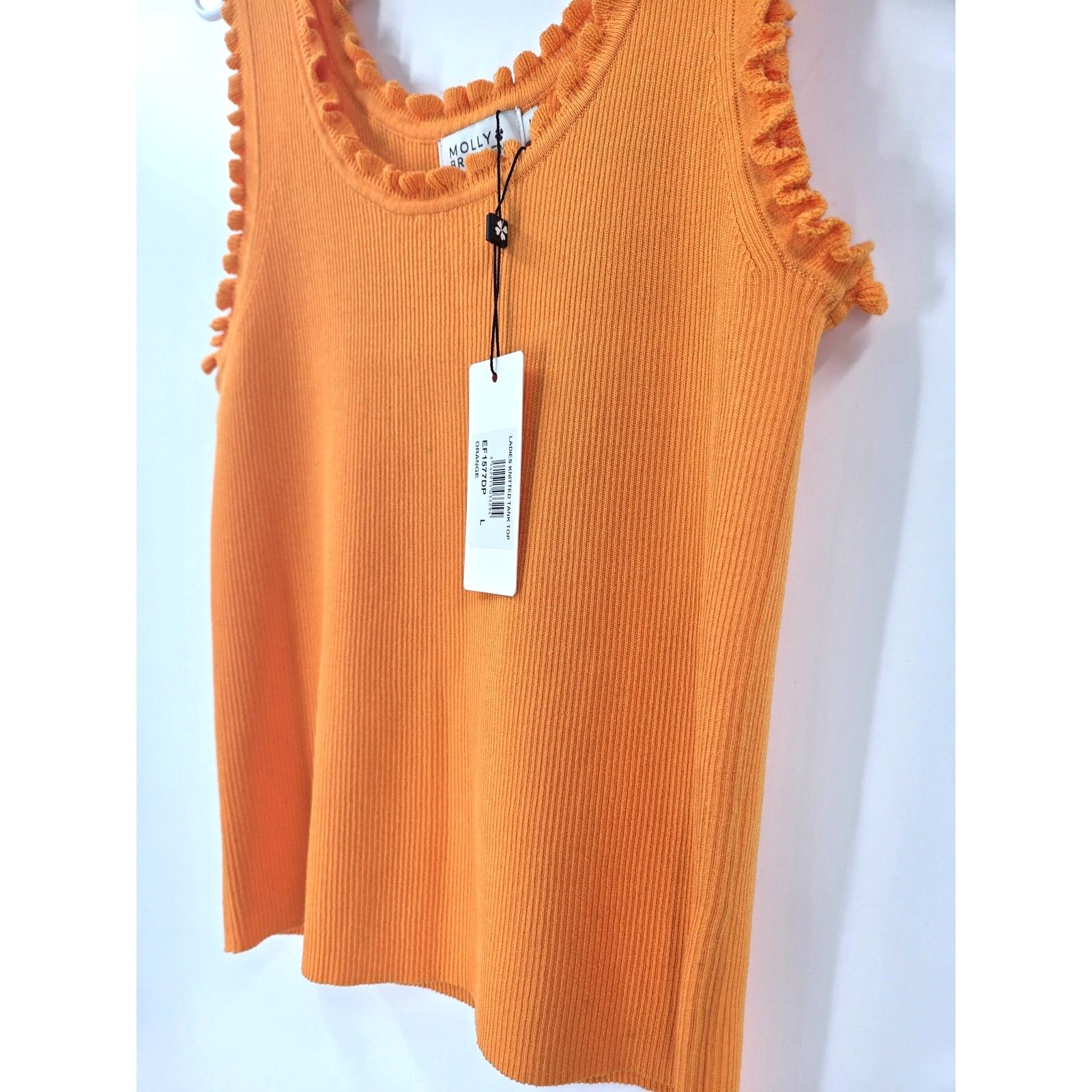 Other NEW Molly Bracken Ribbed Tank Top w/Ruffles in Orange Large Size L / US 10 / IT 46 - 9 Thumbnail