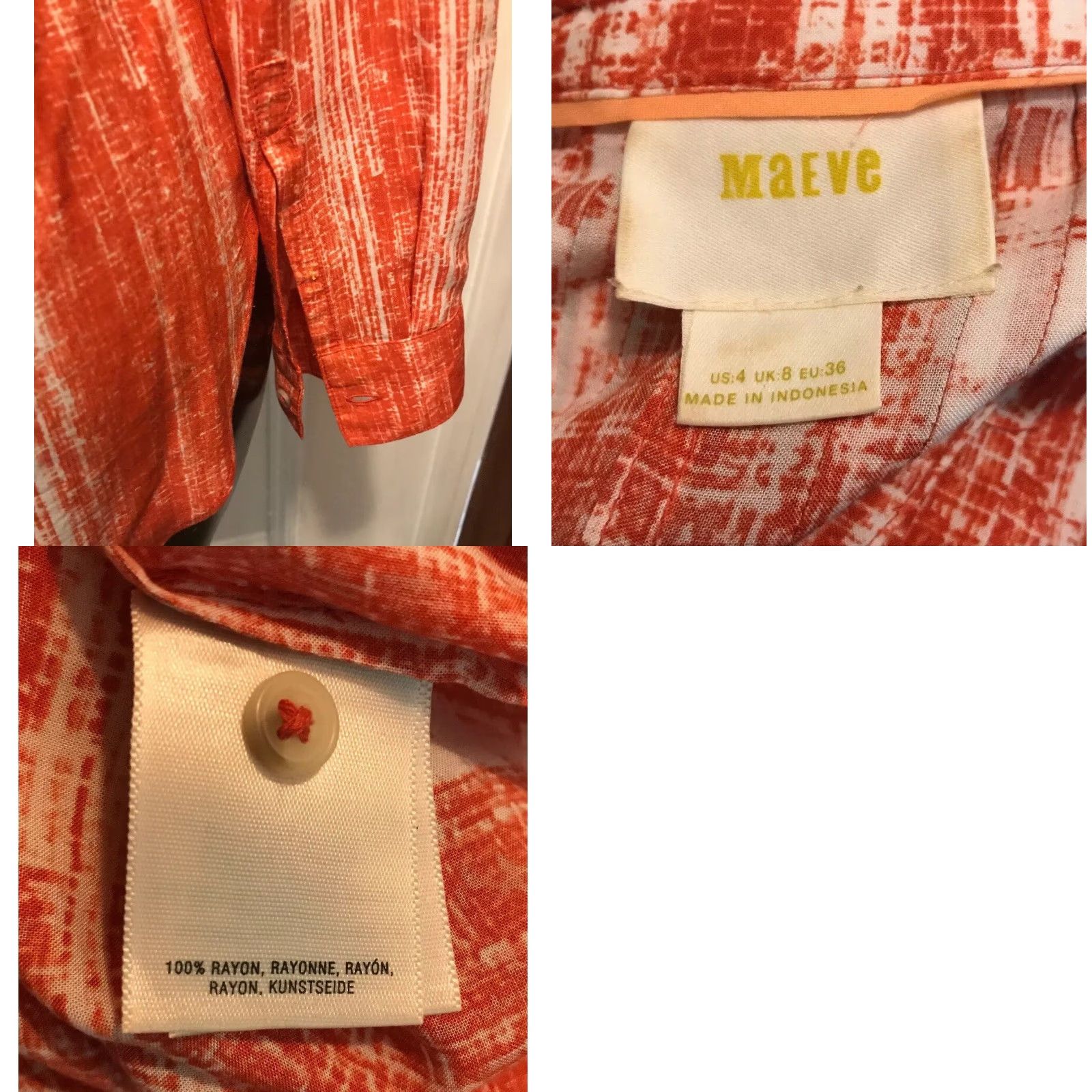 Vintage Maeve Anthropologie Red White Button Down Long Sleeve Tunic Blouse Size 4 Size M / US 6-8 / IT 42-44 - 8 Thumbnail