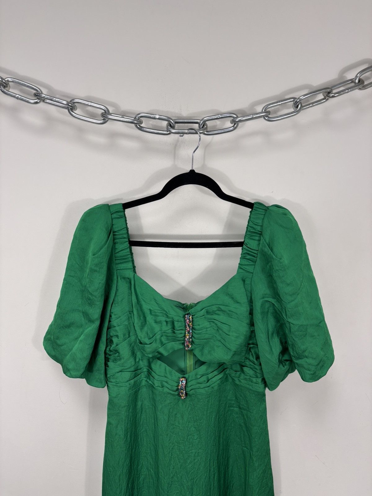Sandro Sandro NWT Falbala Women’s Green Cut Out Short Sleeve Dress Size M / US 6-8 / IT 42-44 - 2 Thumbnail