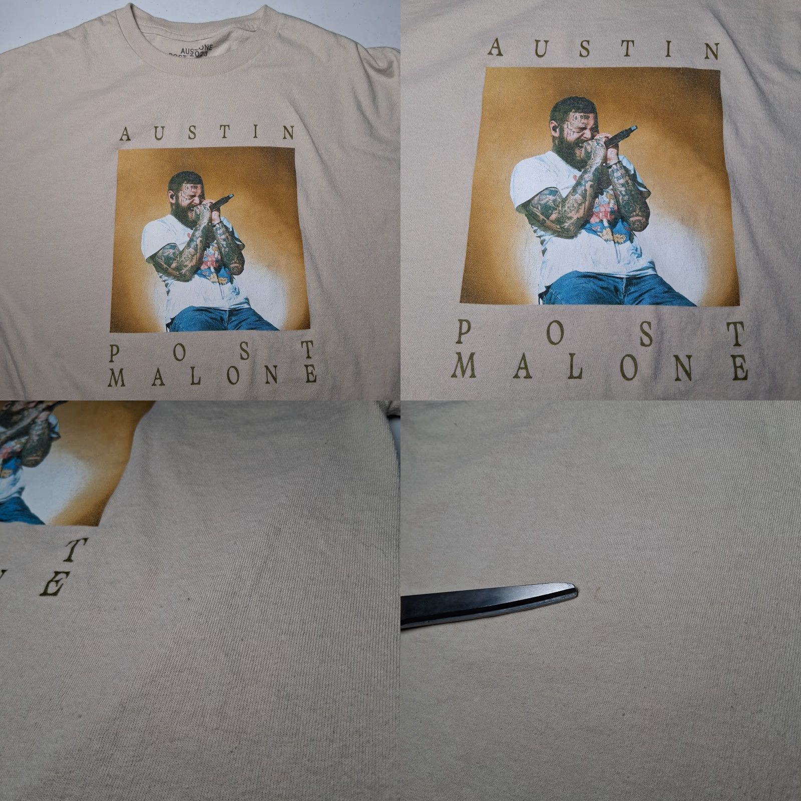 Vintage Posty Co Austin Post Malone Shirt Men L Graphic T Beige Short Sleeve Crew Neck Music 2020s Pop Culture Cotton Tan Size US L / EU 52-54 / 3 - 8 Thumbnail