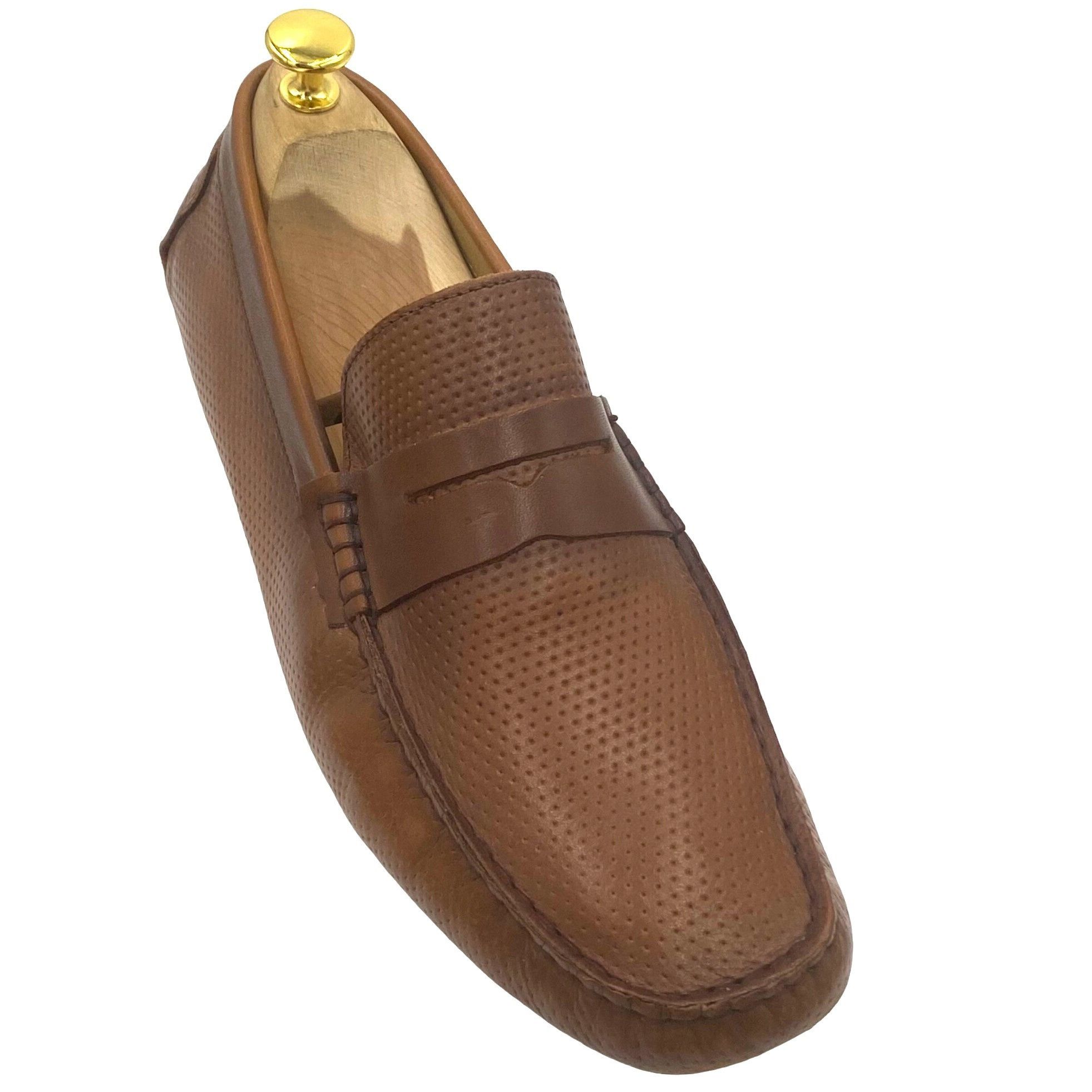 Mercanti Fiorentini Mercanti Fiorentini Men's 9 Brown Perforated Leather Loafer Size US 9 / EU 42 - 2 Thumbnail