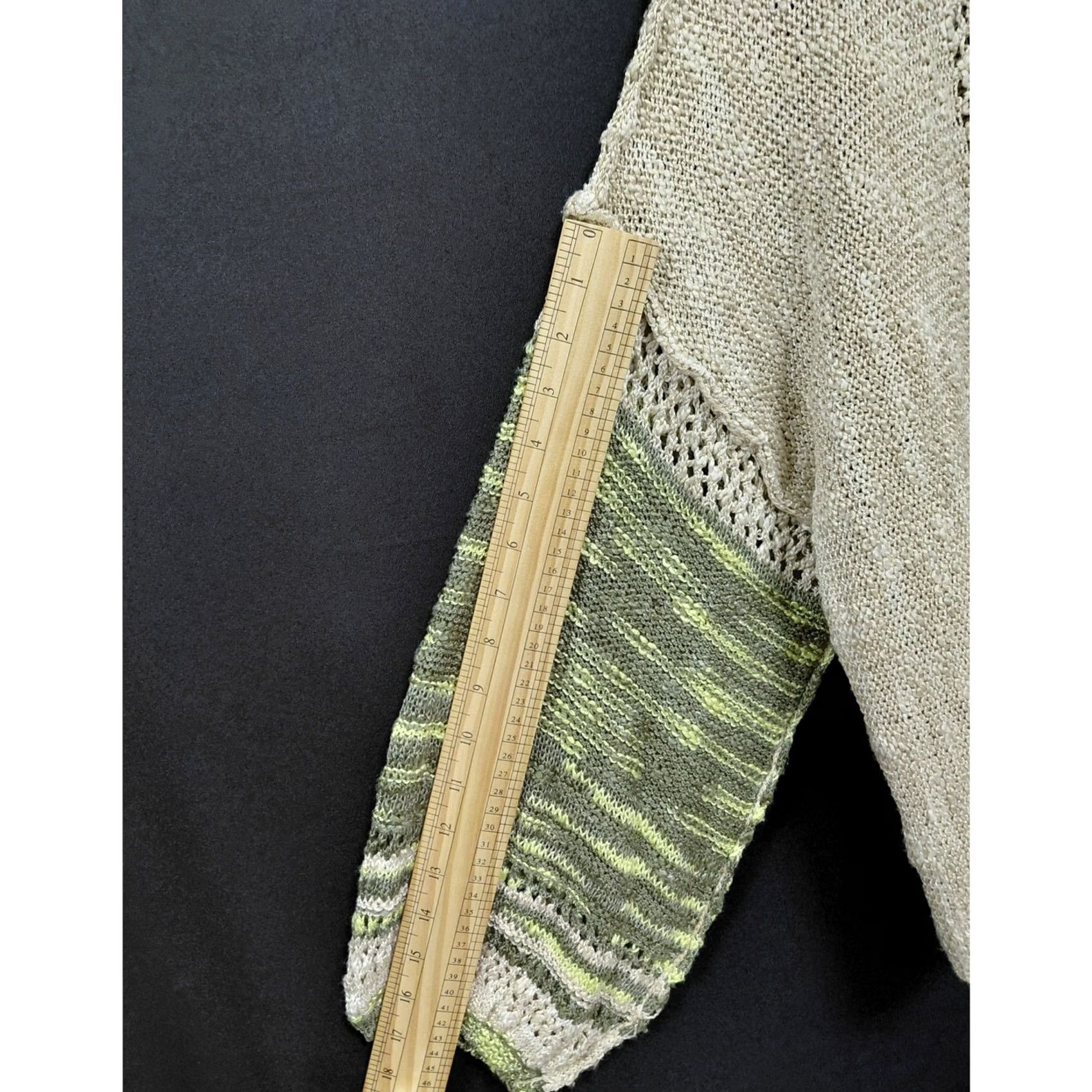 Vintage Angie Cardigan Beige Green Solid Long Sleeve L Women Size L / US 10 / IT 46 - 6 Thumbnail