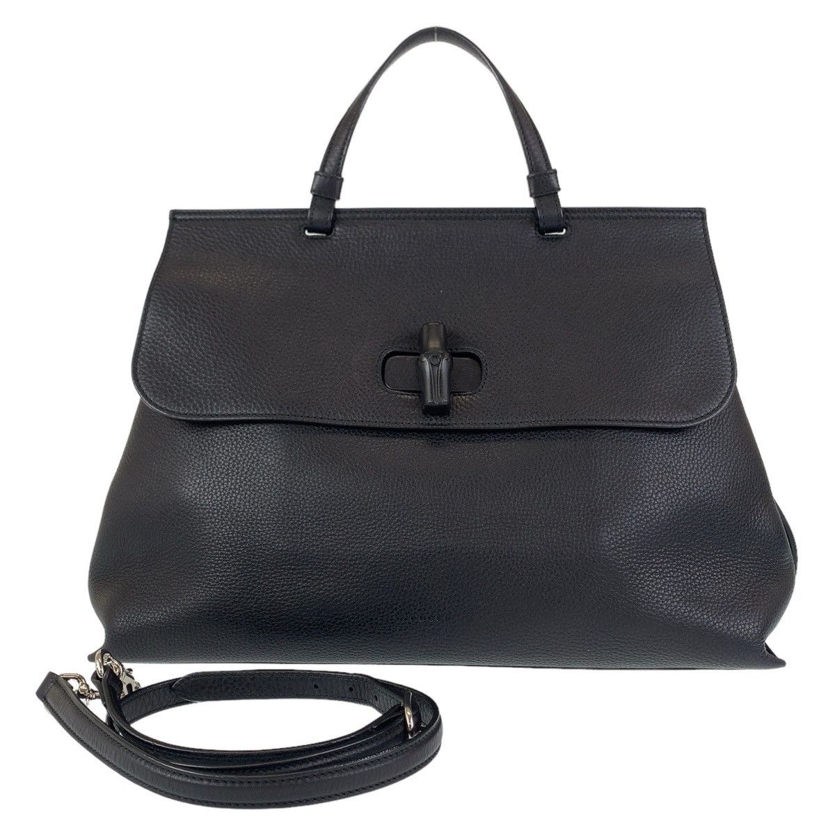 Gucci Gucci Bamboo Leather Handbag Black 2way Leather Handbag 370830 in Great Condition