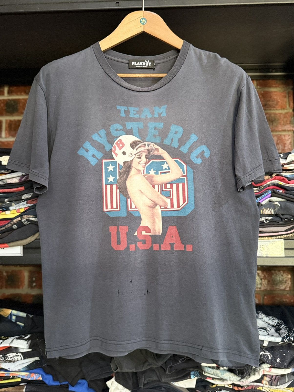 Hysteric Glamour × Playboy Thrashed Hysteric Glamour X Playboy Team Usa Sun Faded Tee Size US M / EU 48-50 / 2 - 1 Thumbnail