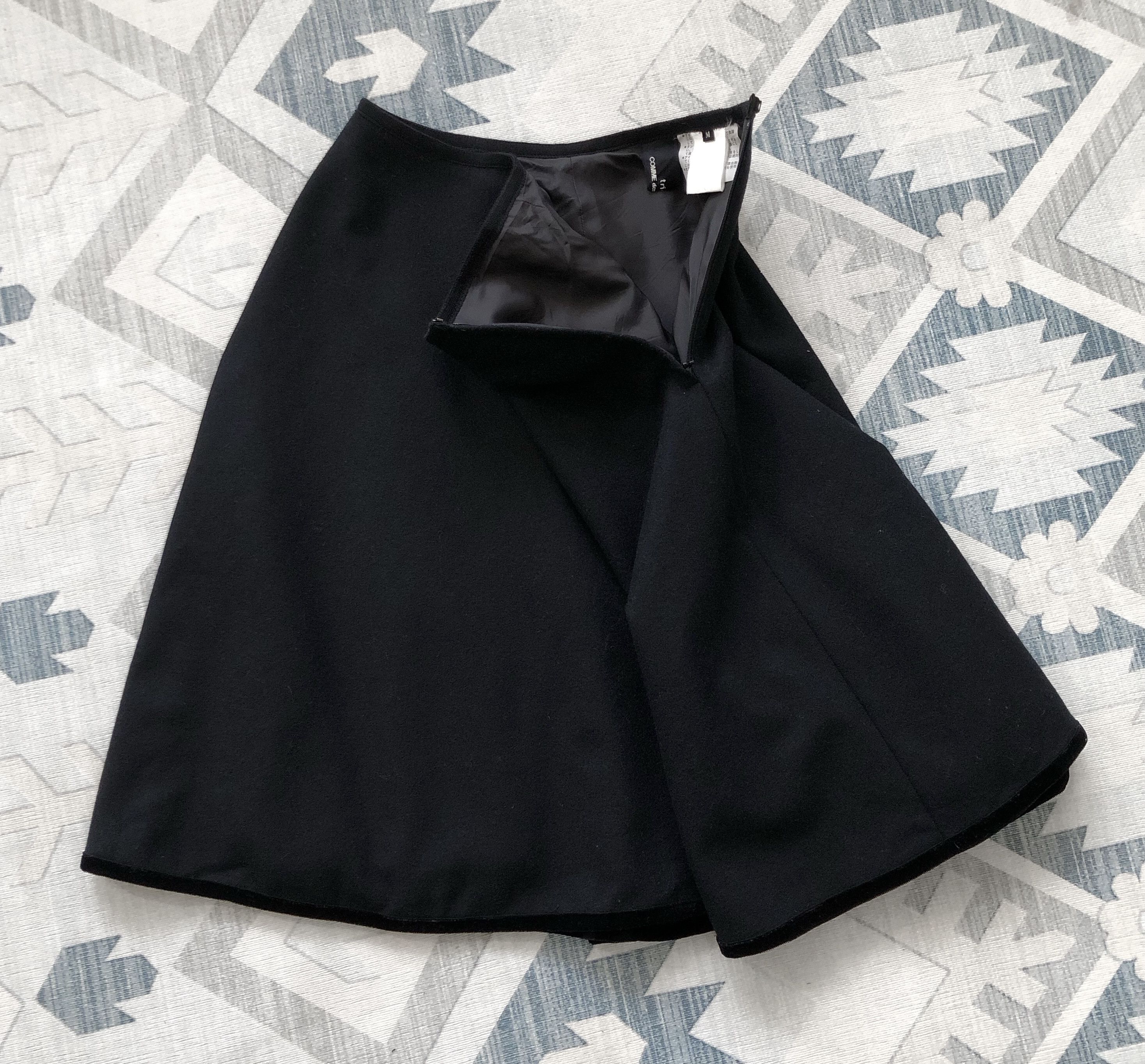 Comme des Garcons RARE🔥EARLY 90’S CDG HIGH WAIST WOOL/VELVET MIDI SKIRT Size 26" / US 2 / IT 38 - 2 Thumbnail