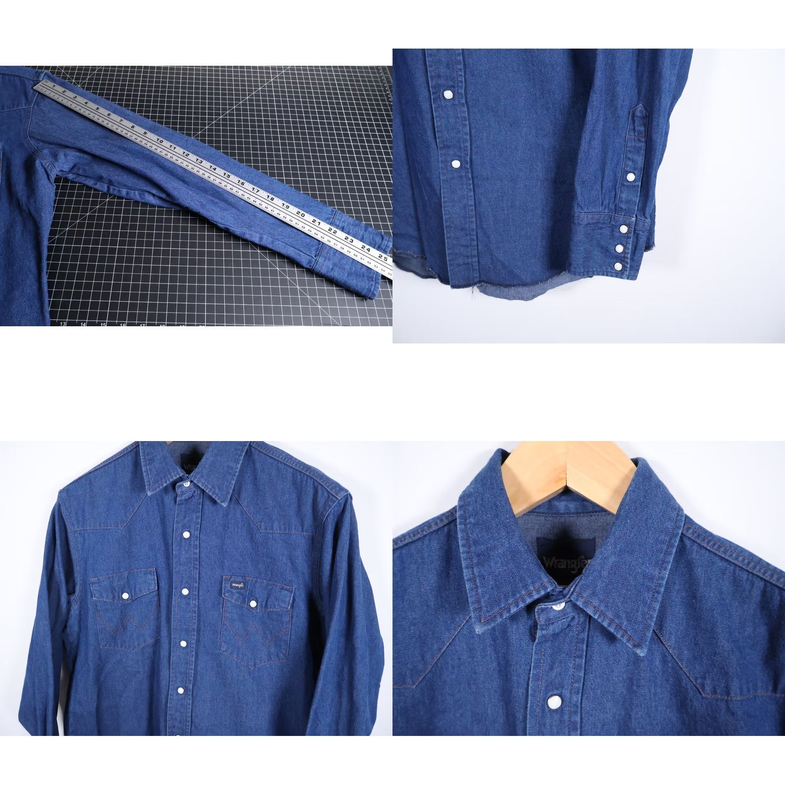 Wrangler VINTAGE Wrangler Denim Western Shirt Men's Medium Blue Pearl Snap Rockabilly Retro Shirt Size US M / EU 48-50 / 2 - 8 Thumbnail