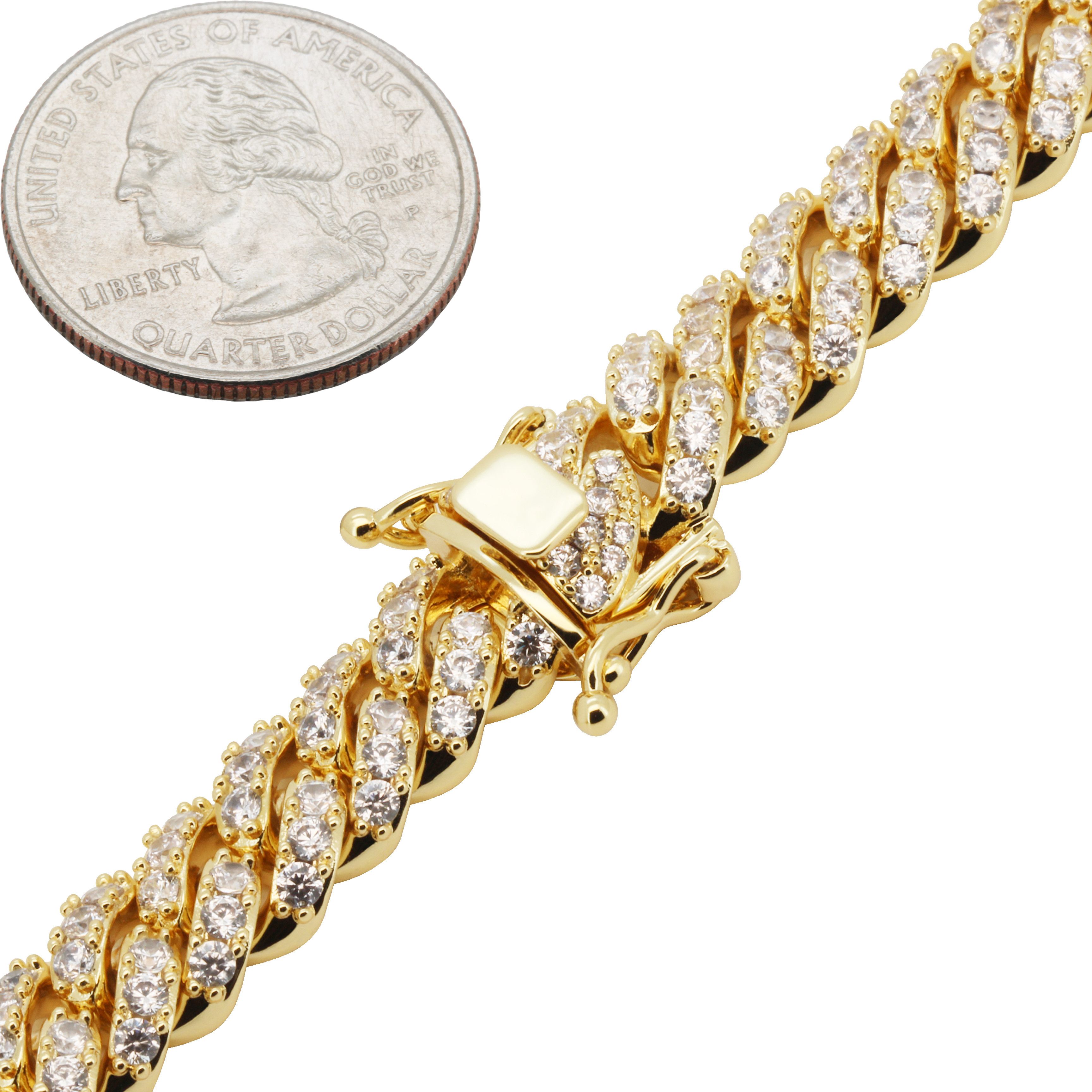 Other 14k Yellow Gold Plated AAA CZ 10mm Cuban Chain Necklace 24” Size ONE SIZE - 3 Thumbnail