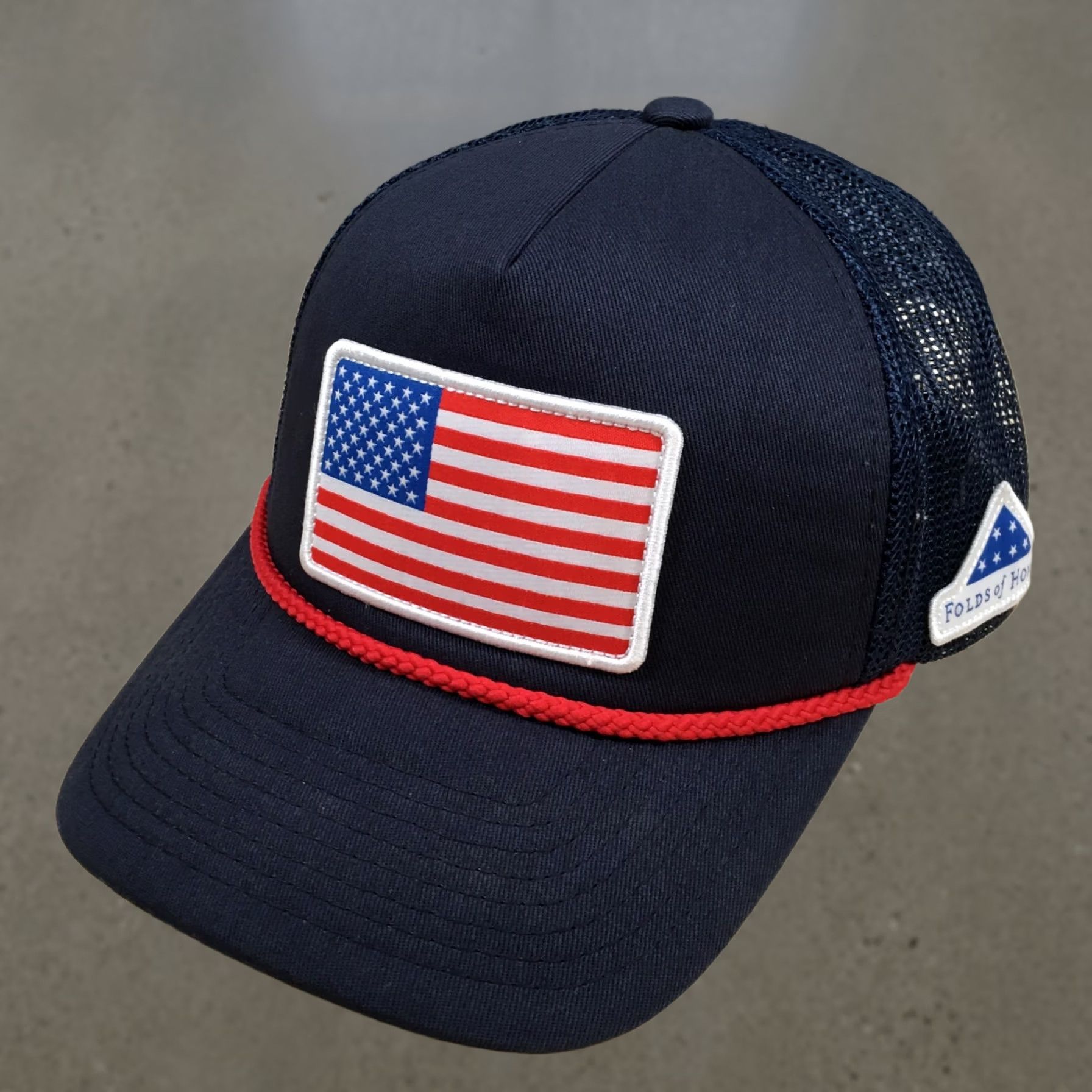Logo 7 Fourteen Foods USA Flag Rope Hat Unisex Blue OS Curved Brim Embroidered Logo Size ONE SIZE - 1 Thumbnail