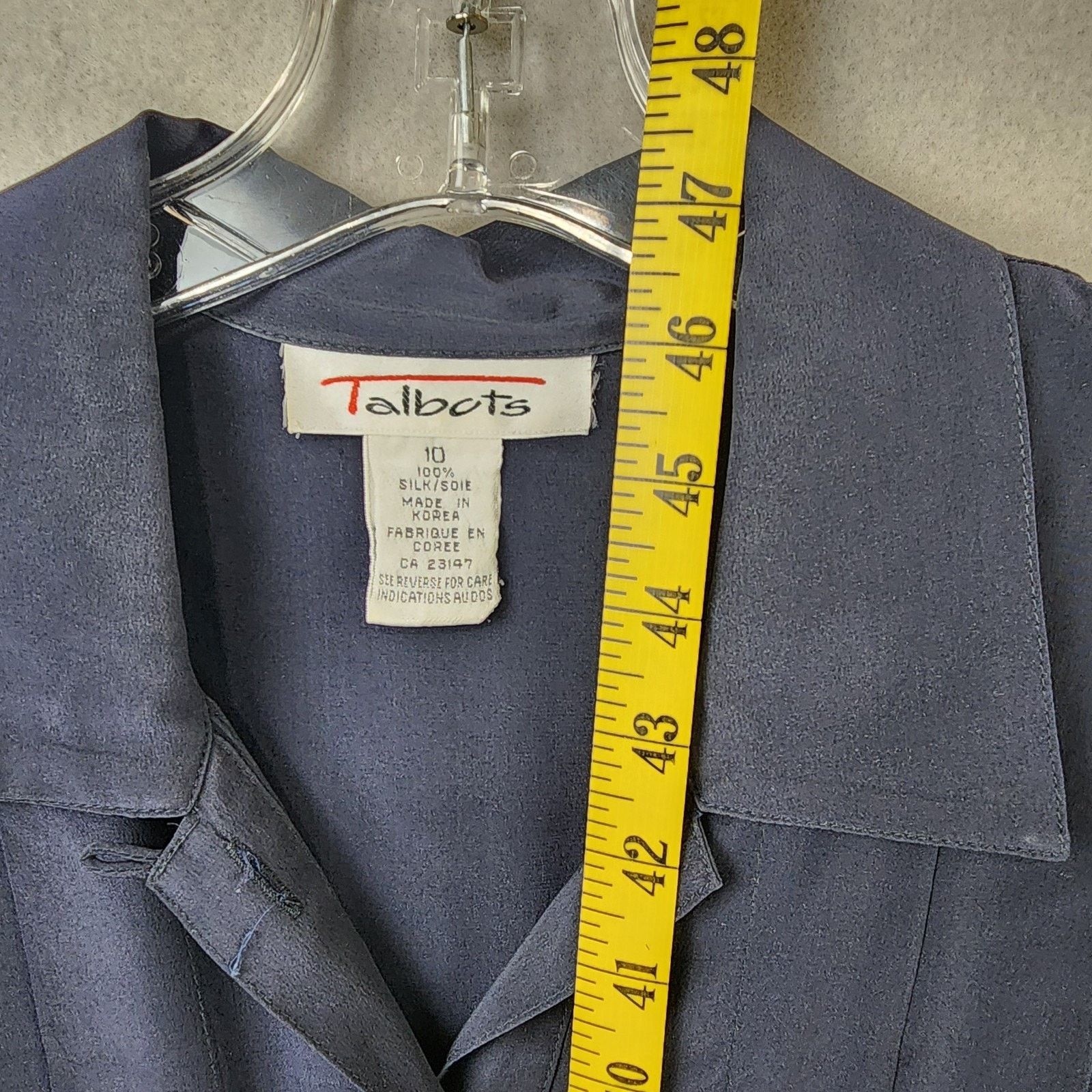 Other Talbots 100% Silk Navy Shirt Dress Size 10 Collared Button Size L / US 10 / IT 46 - 7 Thumbnail
