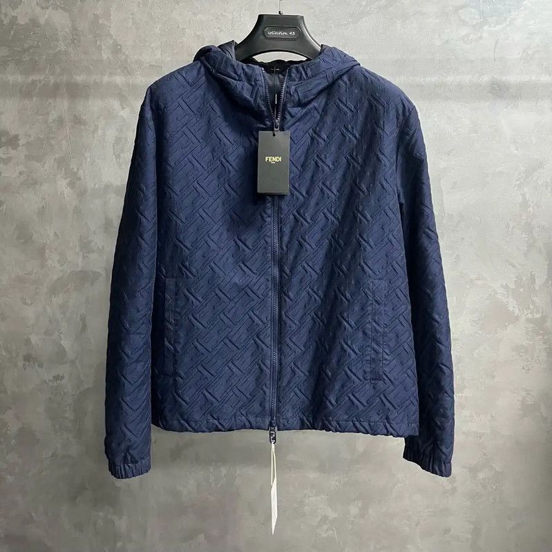 Fendi Fendi Men's Blue Cotton Hoodie Jacket 0089 Size US XL / EU 56 / 4 - 1 Thumbnail