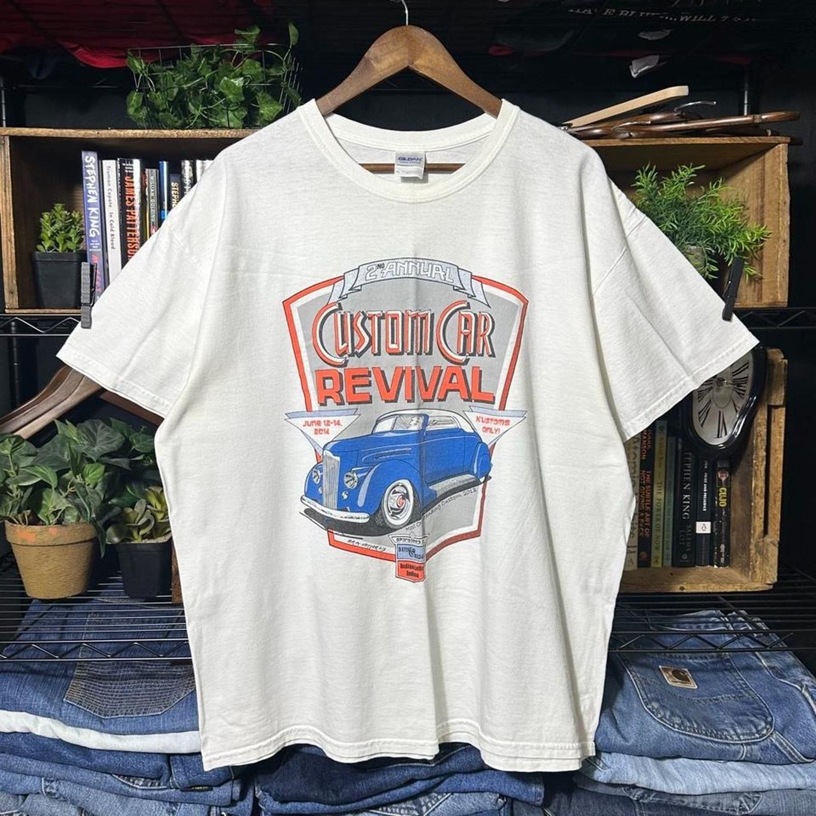 Gildan 2014 Custom Car Revival Tee White Car Show Racing Shirt XL Size US XL / EU 56 / 4 - 1 Thumbnail