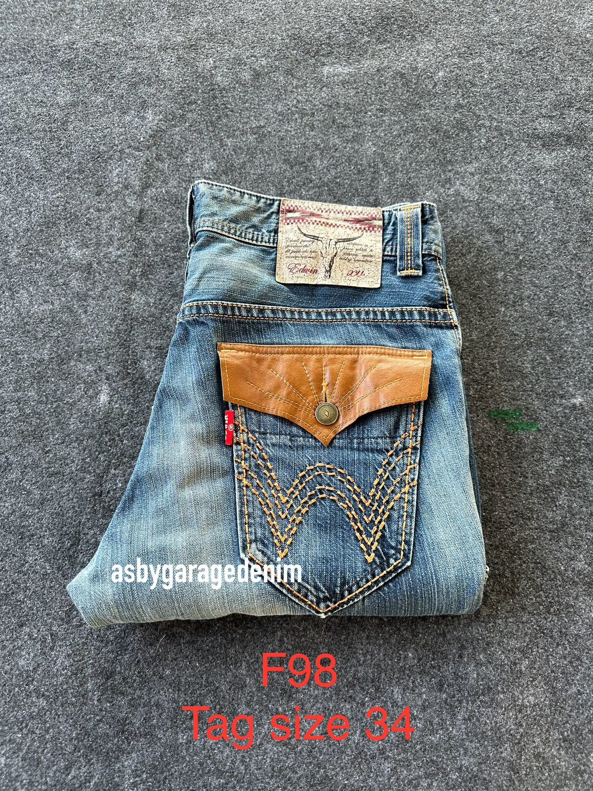 Edwin Edwin Ex Vintage Buffalo Head Flare Distressed Denim F98 Size US 34 / EU 50 - 18 Thumbnail