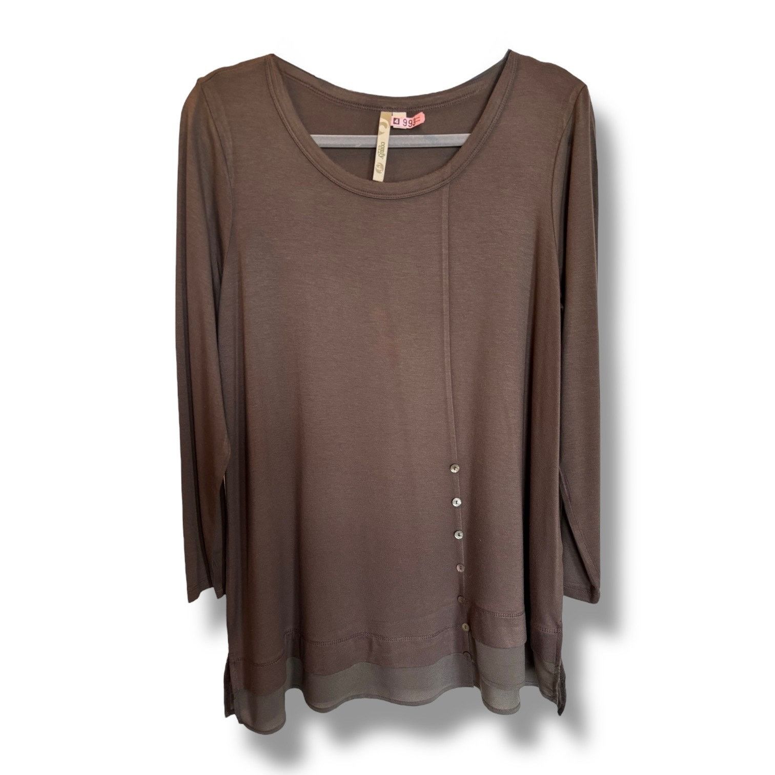 Other COMFY USA Stella Tunic Top Scoop Neck Button Sheer Hem M Size M / US 6-8 / IT 42-44 - 3 Thumbnail