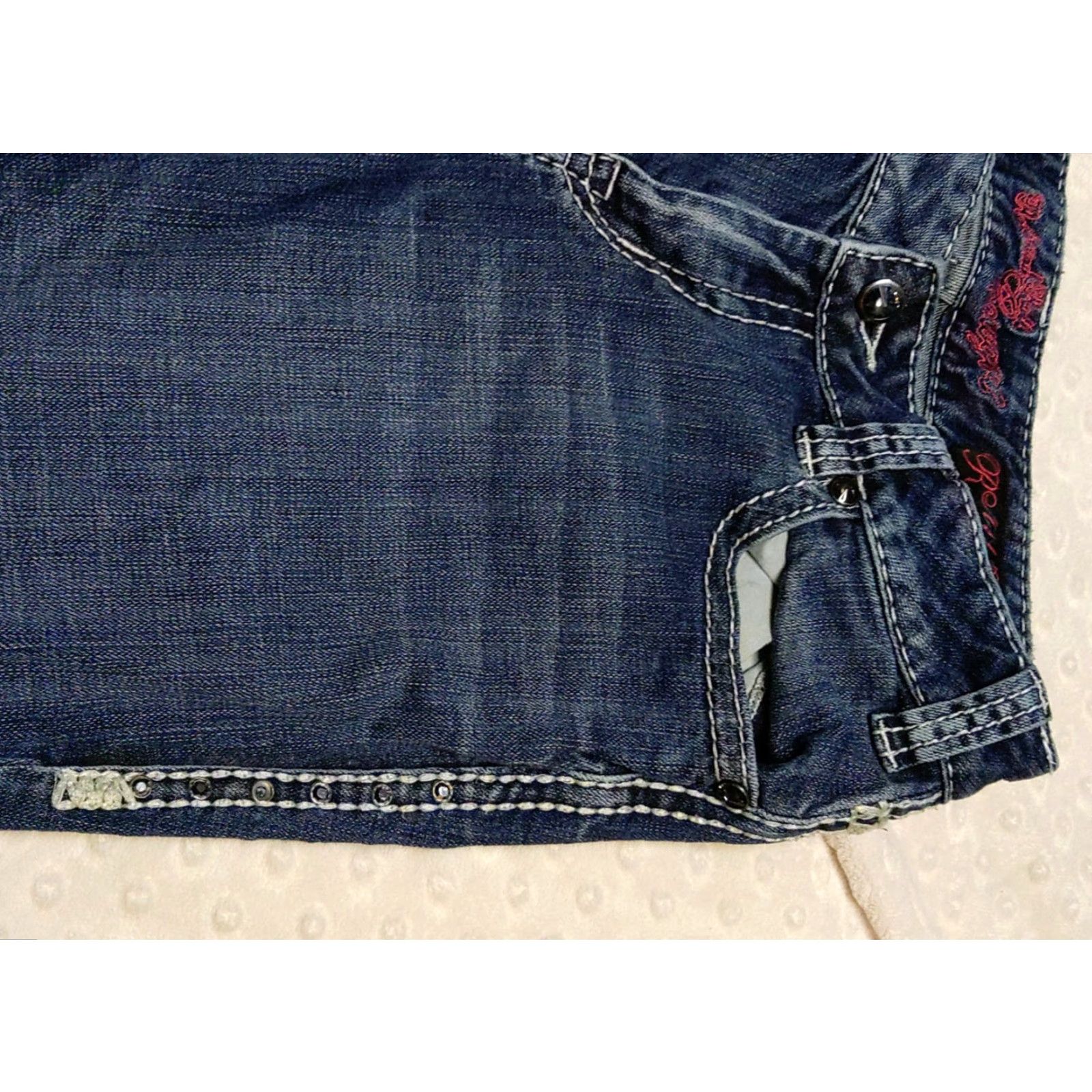 Denime Rock & Roll Cowgirl Denim Jeans Women 28x30 Mid Rise Bootcut Stretch Rhinestone Size 28" / US 6 / IT 42 - 5 Thumbnail