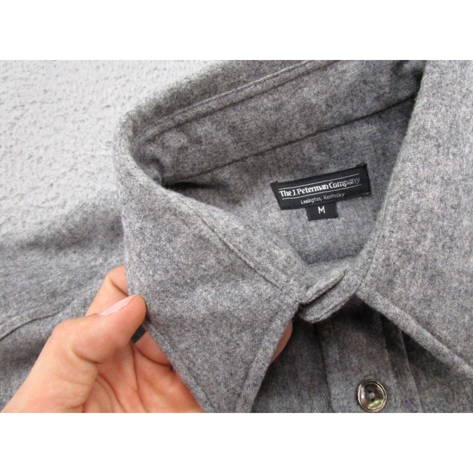 Vintage The J. Peterman Company Men's Gray Wool Button Up Long Sleeve Shirt M Read Size US M / EU 48-50 / 2 - 3 Thumbnail