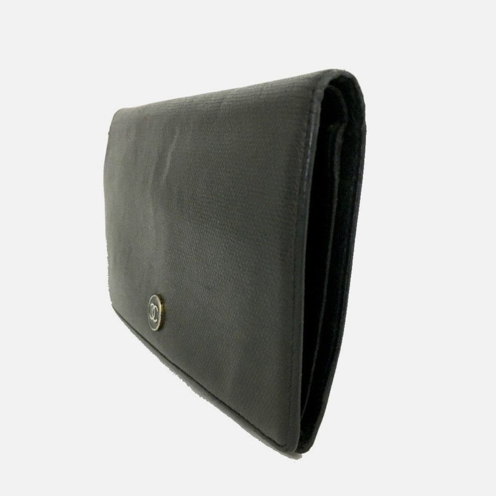 Chanel CHANEL Coco Button Leather Long Bifold Wallet Black 100% Au Size ONE SIZE - 5 Thumbnail