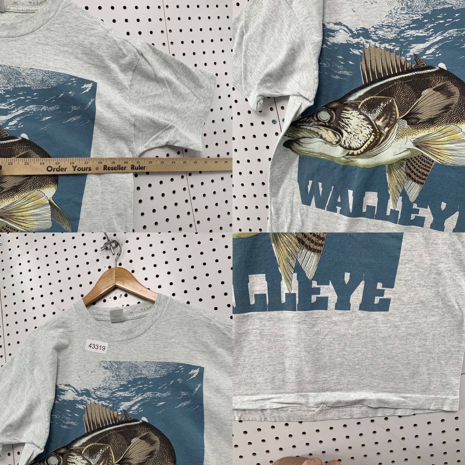 Fruit Of The Loom VINTAGE Fruit of the Loom Shirt Mens Large Gray 90s Walleye Fish Graphic Nature USA Mockup? Size US L / EU 52-54 / 3 - 8 Thumbnail