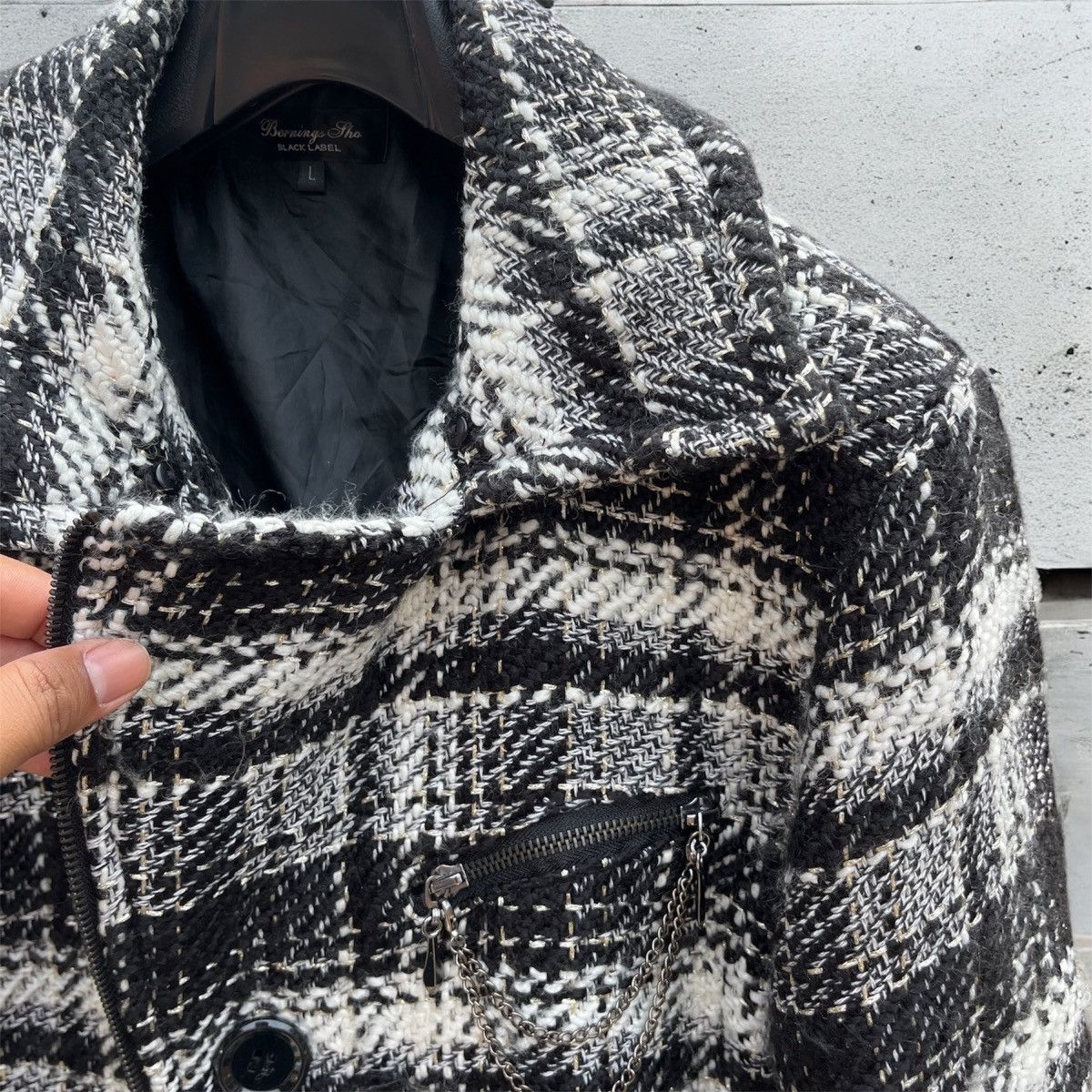 BERNINGS SHO Bernings Sho white plaid tweed jacket Size US M / EU 48-50 / 2 - 2 Thumbnail