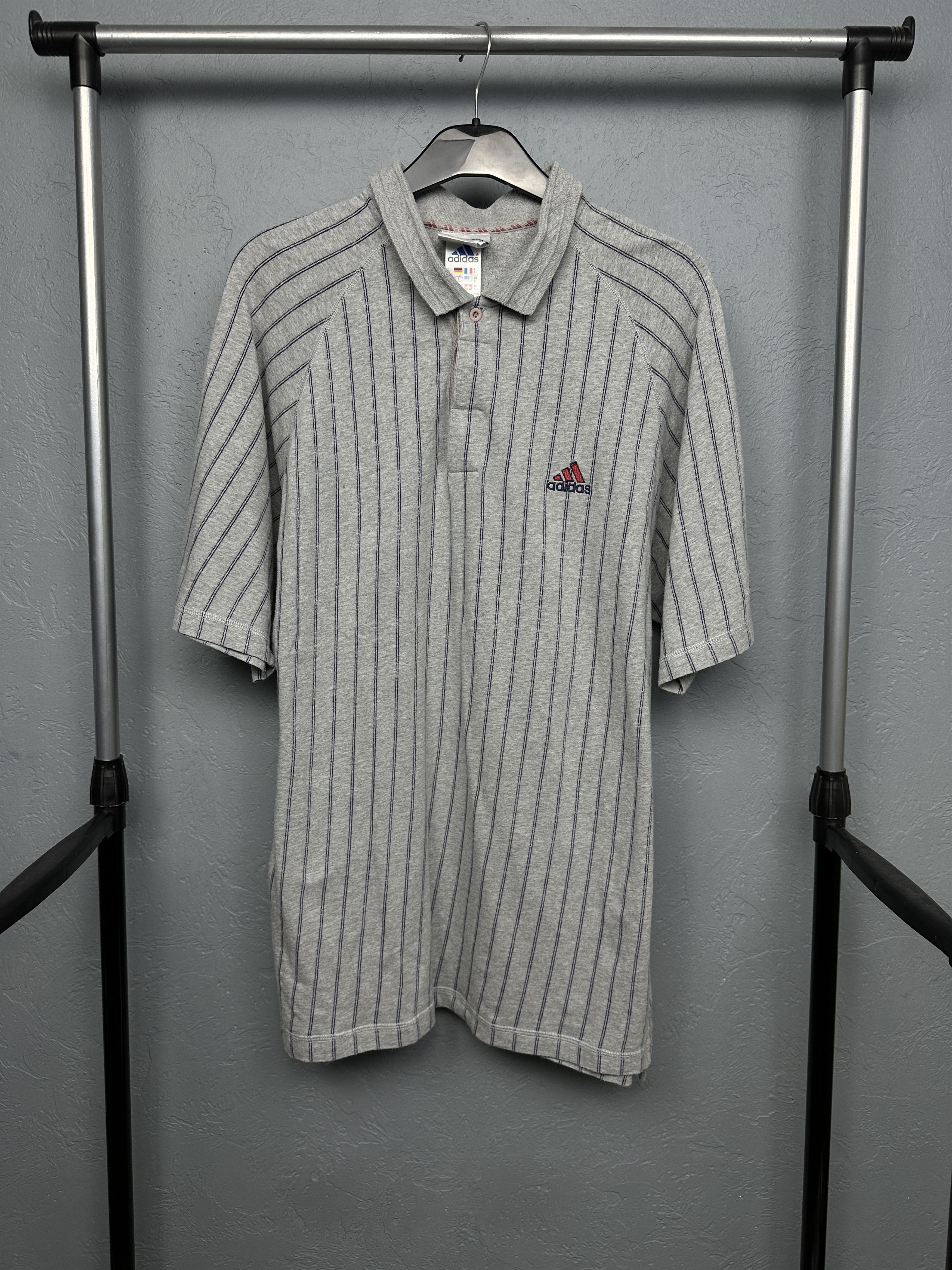 Adidas Adidas 90s Vintage Mens Striped Polo Shirt Size US L / EU 52-54 / 3 - 1 Thumbnail