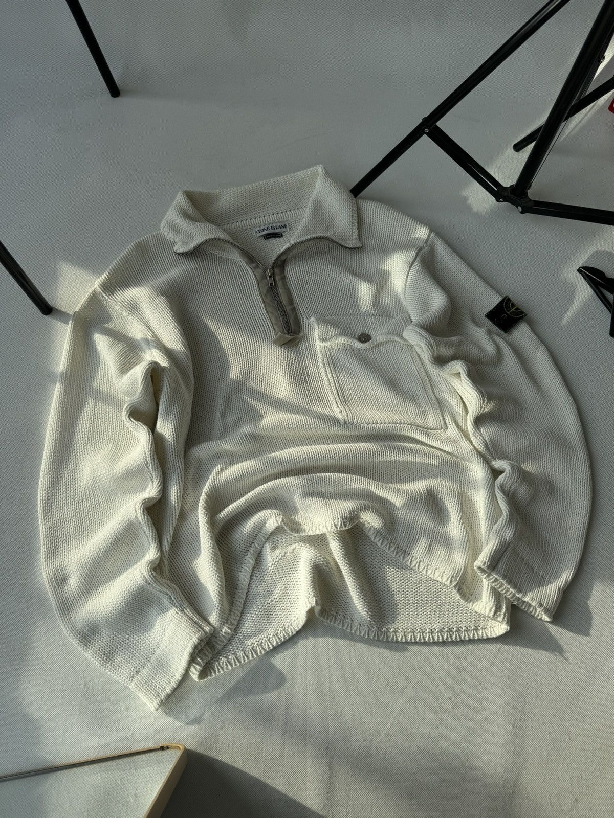 Massimo Osti Very Rare Vintage Stone Island 1/4 Knit Sweater Old Money Size US XL / EU 56 / 4 - 24 Thumbnail
