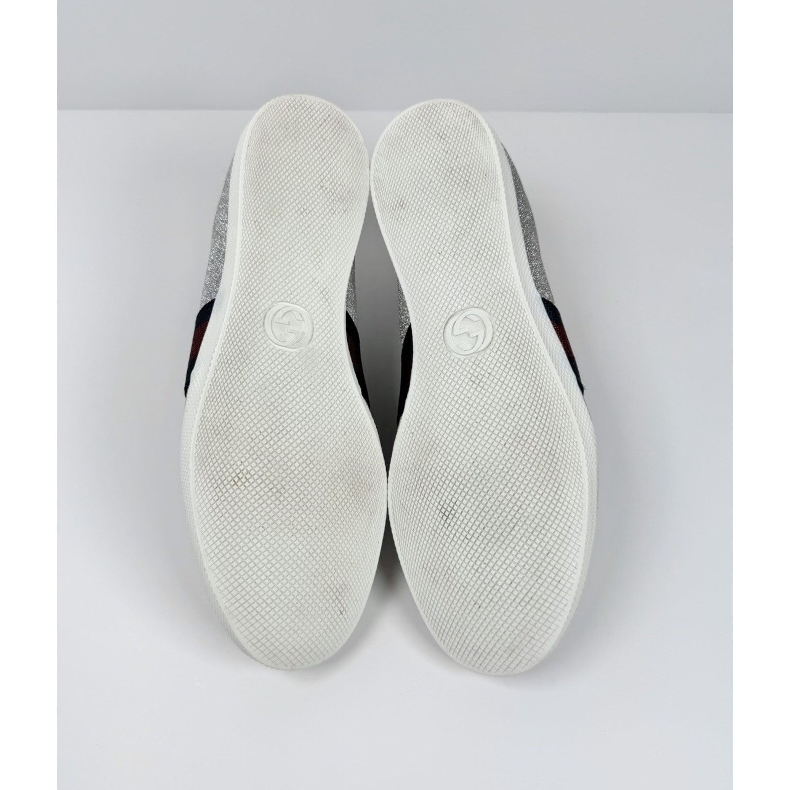 Gucci Size 8.5US - Gucci Bambi Web Silver Glitter Stud Sneakers Size US 8.5 / EU 41-42 - 7 Thumbnail