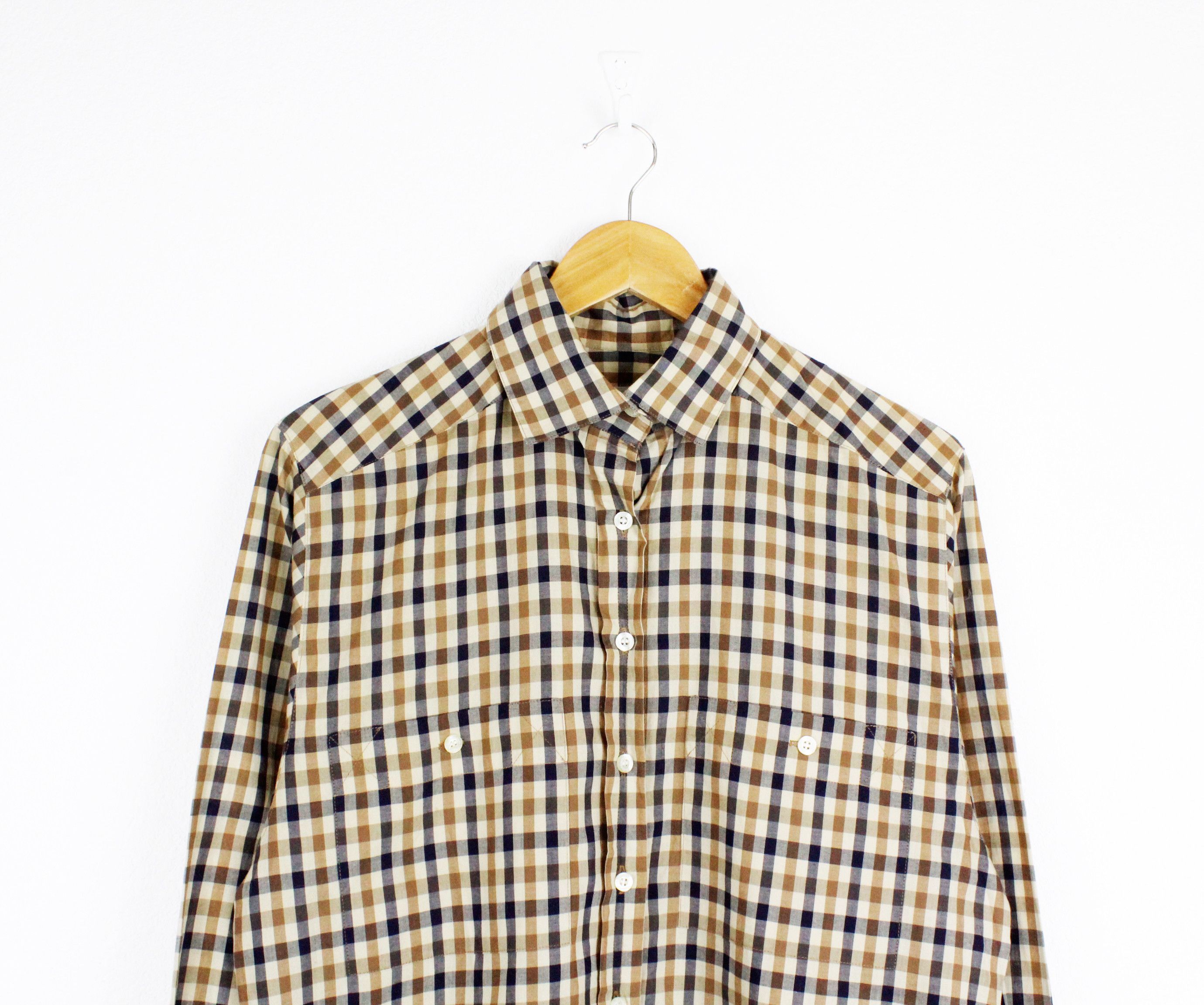 Aquascutum × Vintage Aquascutum Emsworth Club Check Shirt Size L / US 10 / IT 46 - 2 Thumbnail
