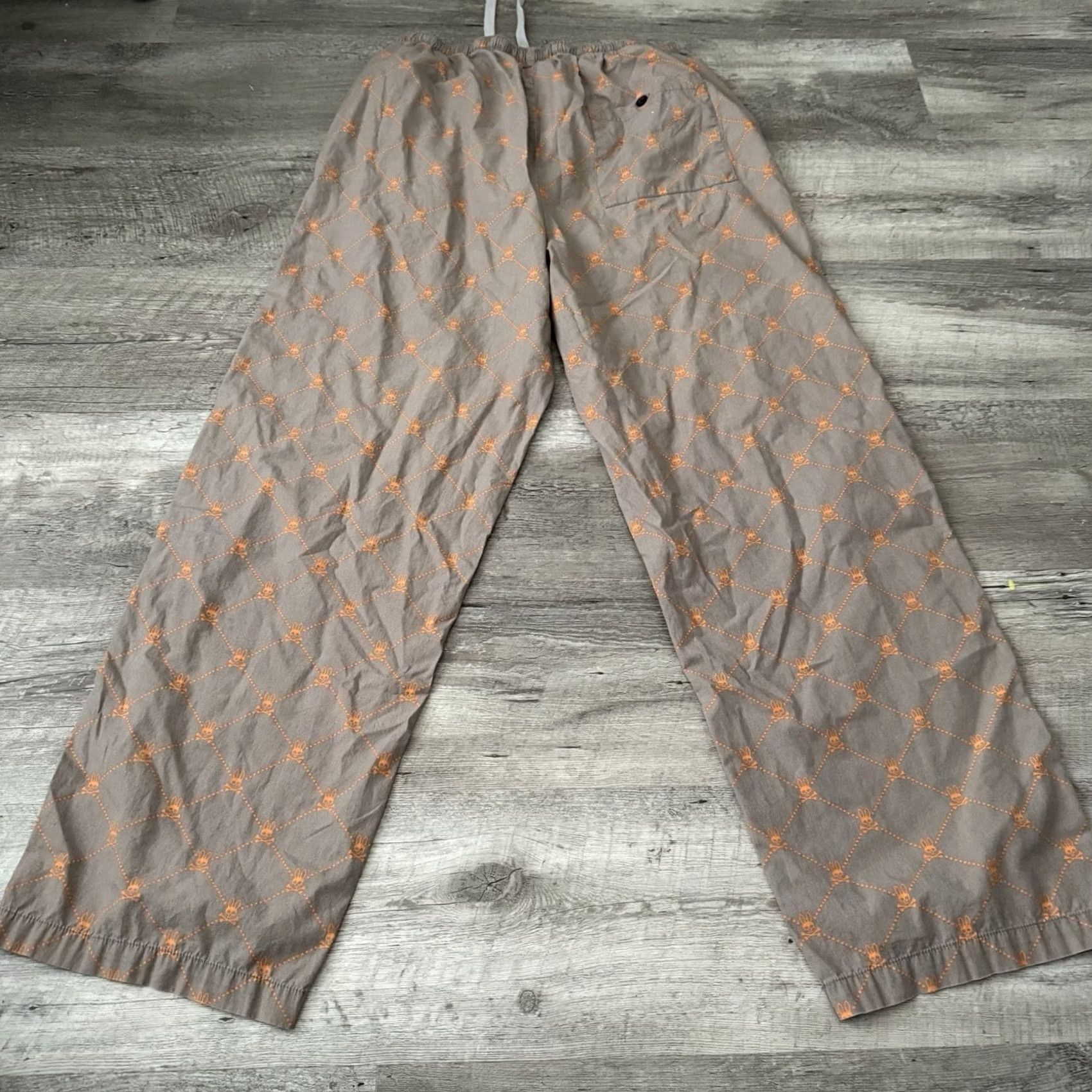 Psycho Bunny Psycho Bunny Pajama Pants Mens Medium Gray All Over Bunny Print Drawstring Pockets Elastic Waist Size US 31 - 3 Thumbnail