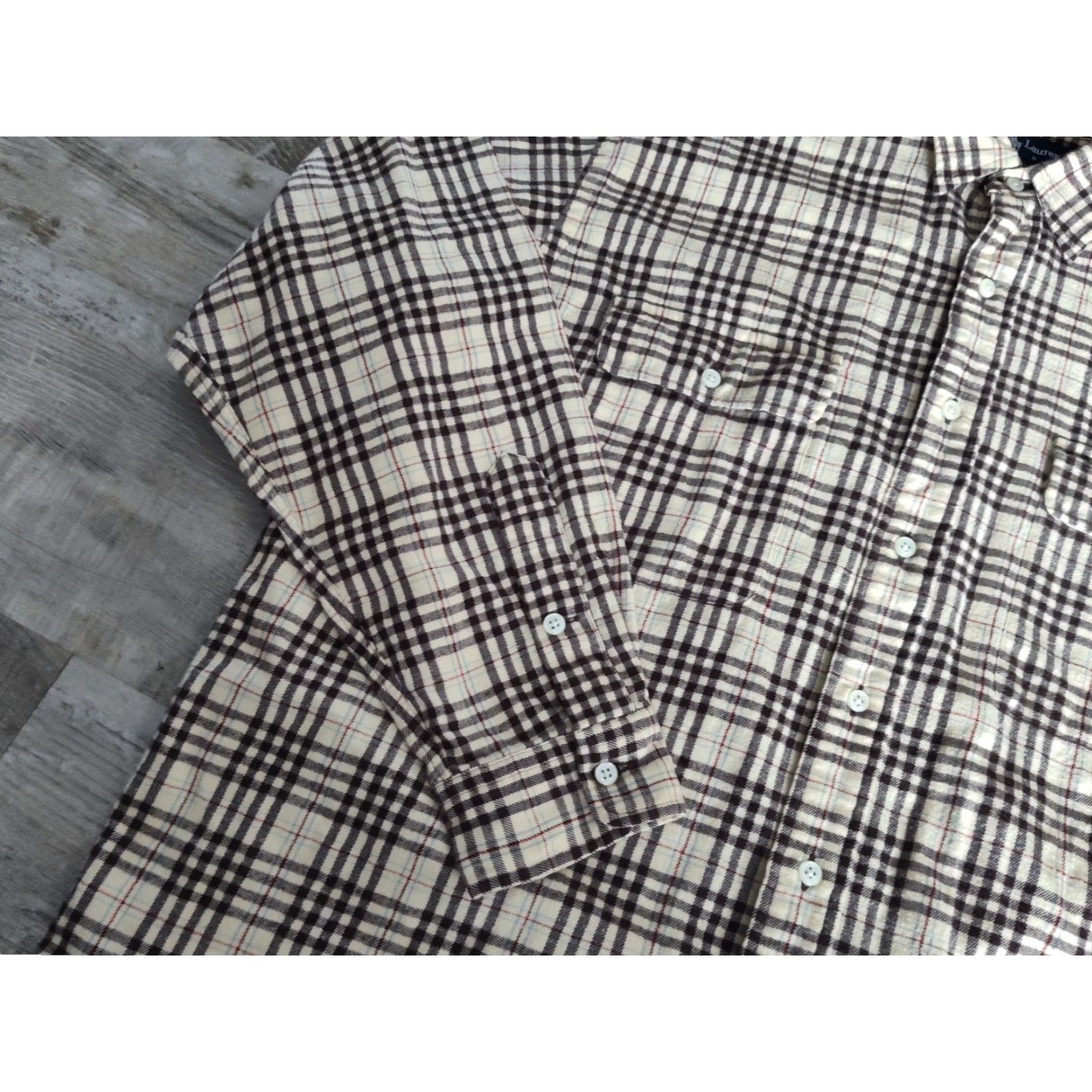 Ralph Lauren Vintage Ralph Lauren Whitfield Flannel Shirt Men’s L Beige Brown Casual Plaid 90s Preppy Size US L / EU 52-54 / 3 - 6 Thumbnail