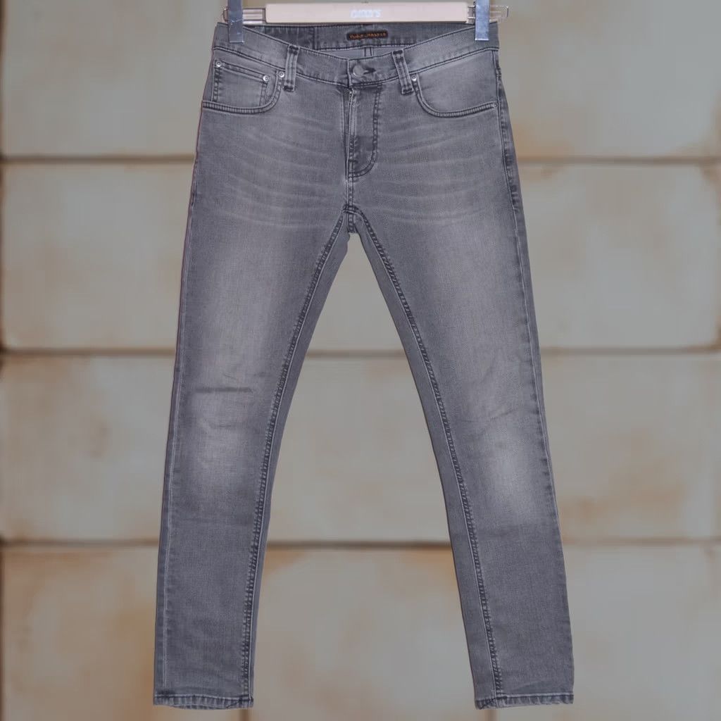 Nudie Jeans Nudie Jeans Slim Jeans Mens W30 L30 Mid Grey Stretch Tight Terry 5-Pocket Denim Slim Skinny Jeans W30 L30 Size US 30 / EU 46 - 1 Thumbnail