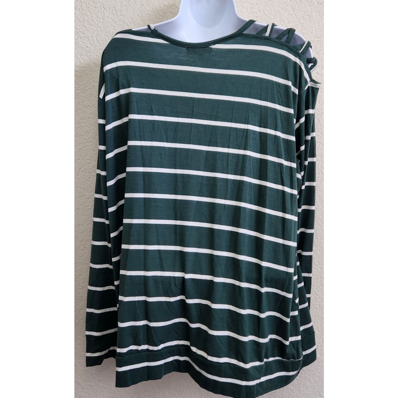 Other Thyme + Honey Green White Striped Long Sleeves Top XL Soft Size XL / US 12-14 / IT 48-50 - 4 Thumbnail
