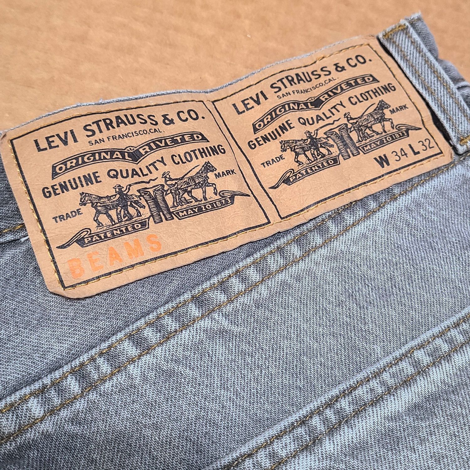Beams Japan × Levi's Relaxed Fit Japan Selvedge Grey Jeans 34W Limited Edition Size US 34 / EU 50 - 11 Thumbnail