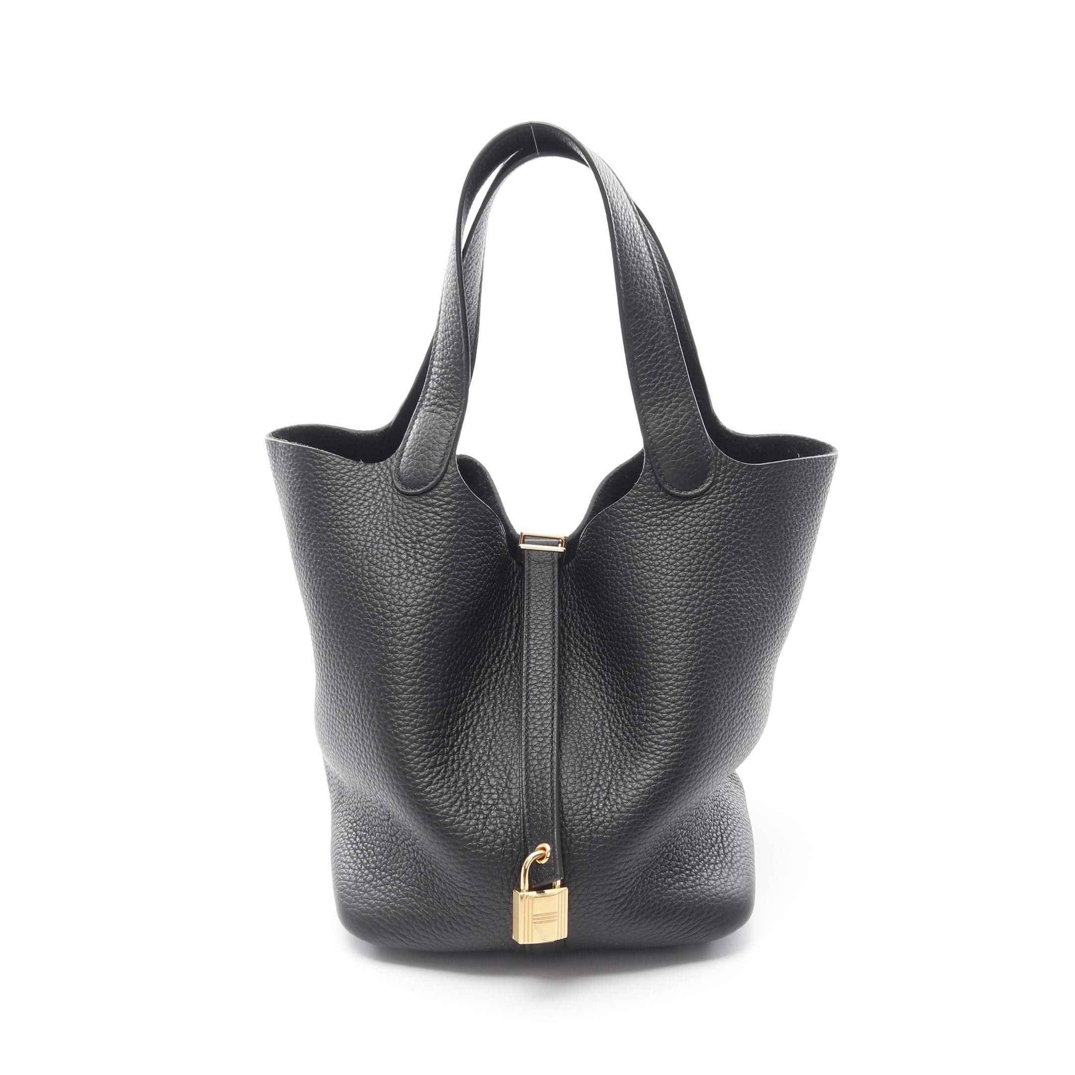 Hermes Hermes Picotane Lock Mm Handbag Clemence Leather Black Gold Hardware B Stamp Size ONE SIZE - 1 Thumbnail