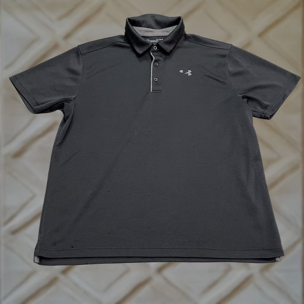 Under Armour Under Armour Polo Shirt Mens XL Black Stretch Thick Active Polo Tennis Shirt Size US XL / EU 56 / 4 - 1 Thumbnail