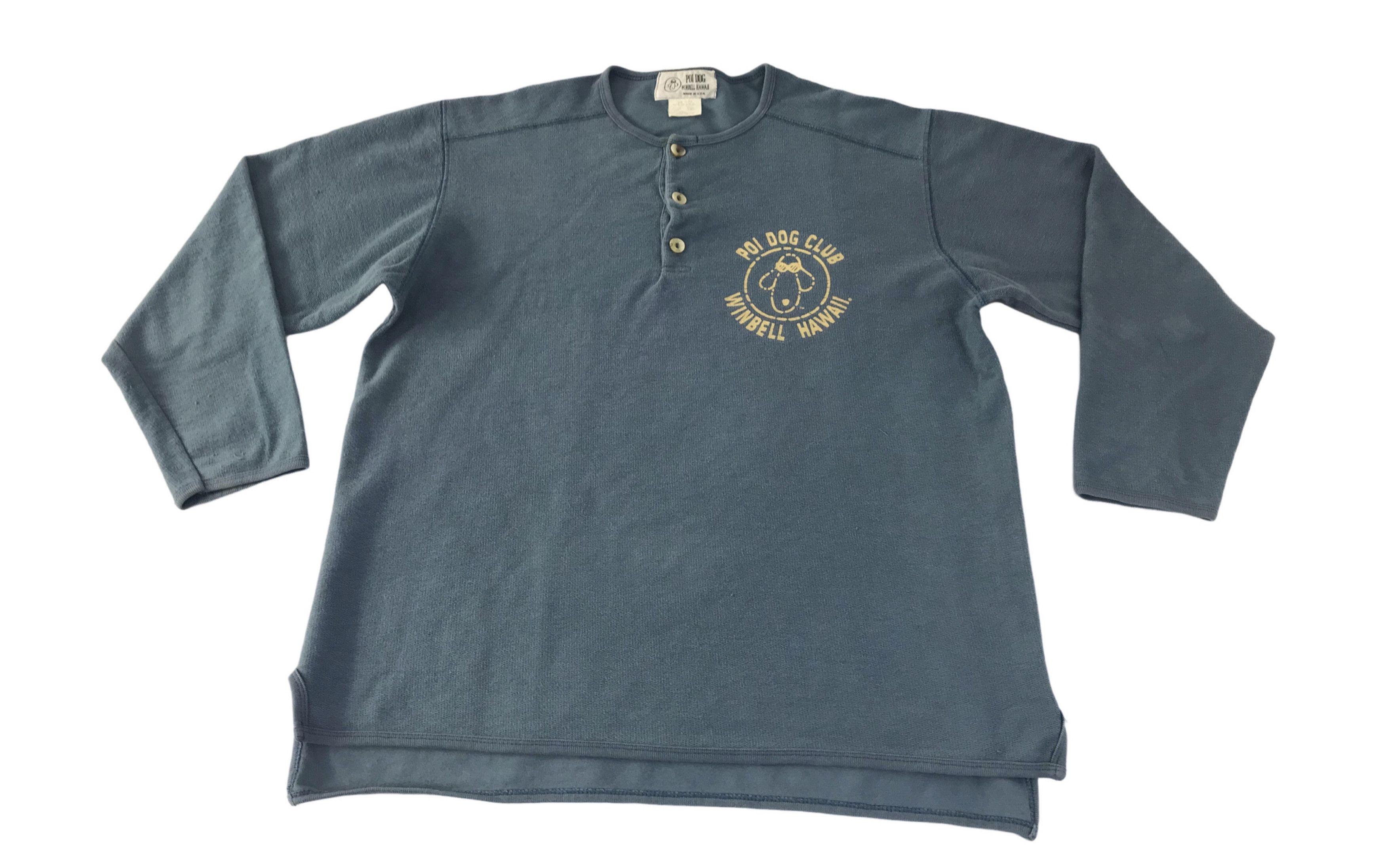 Vintage 90s Poi Dog Winbell Hawaii Henley Longsleeve Tee Size US XL / EU 56 / 4 - 1 Thumbnail