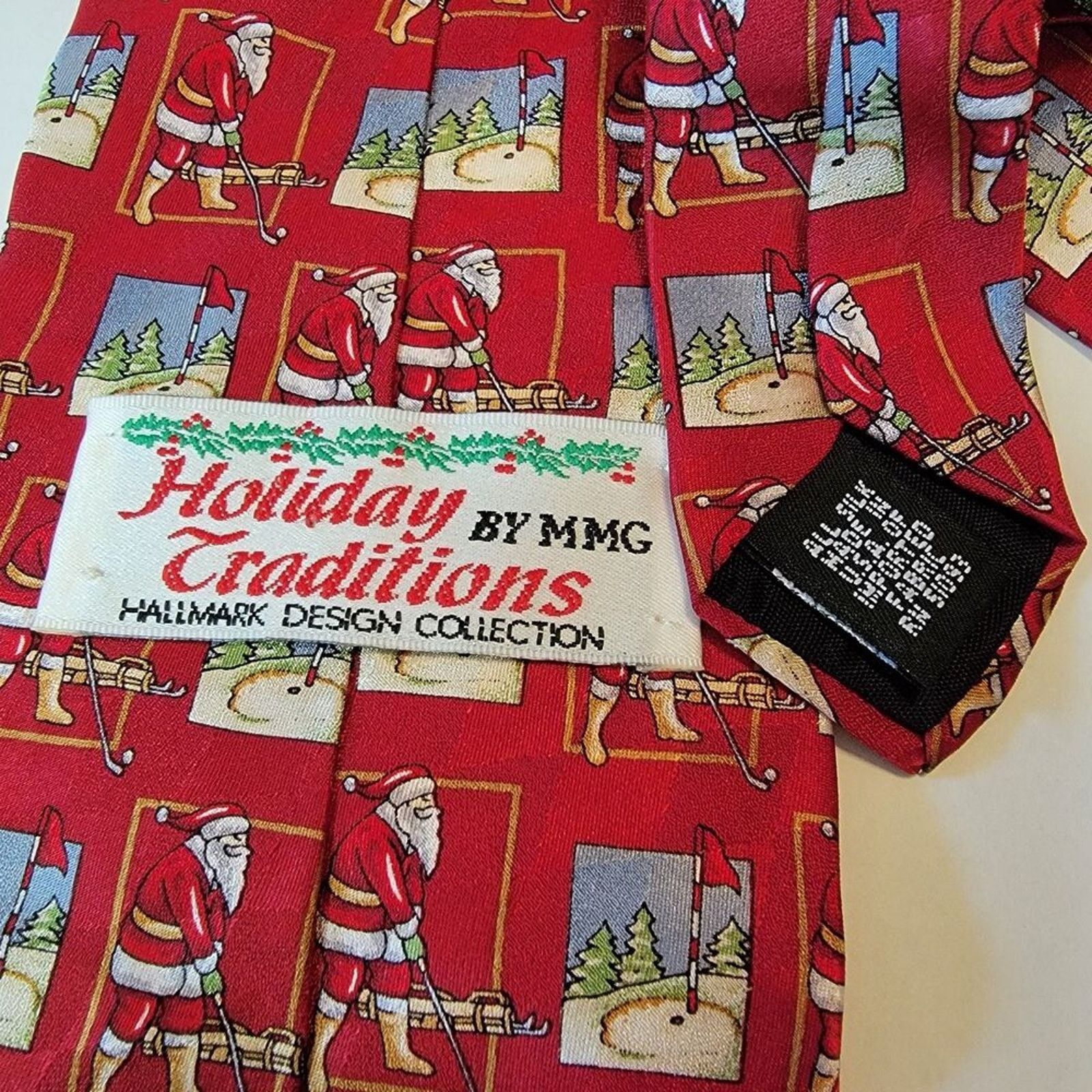 Other Holiday Tradition By MMG Hallmark Xmas Tie Golf Santa Silk Size ONE SIZE - 4 Thumbnail